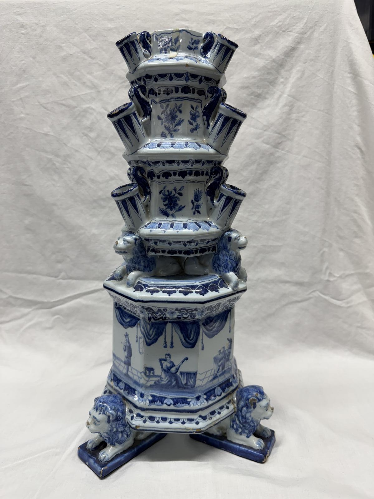 Delft Blue & White Tiered Flower Vase / Tulipiere (1 of 14)