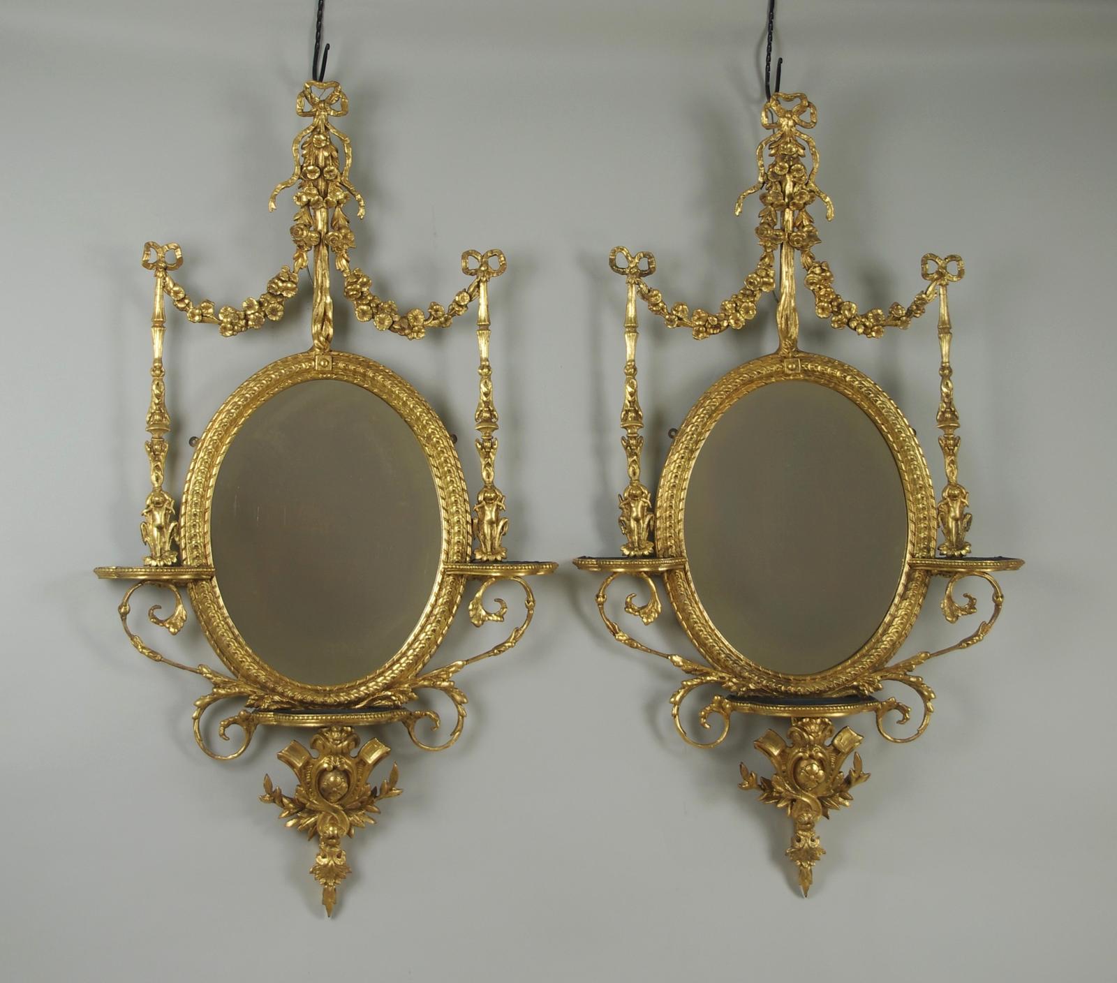 Pair of Victorian Gilt Oval Wall Mirrors with Display Brackets (1 of 14) Pair of Victorian Gilt Oval Wall Mirrors with Display Brackets (1 of 14)