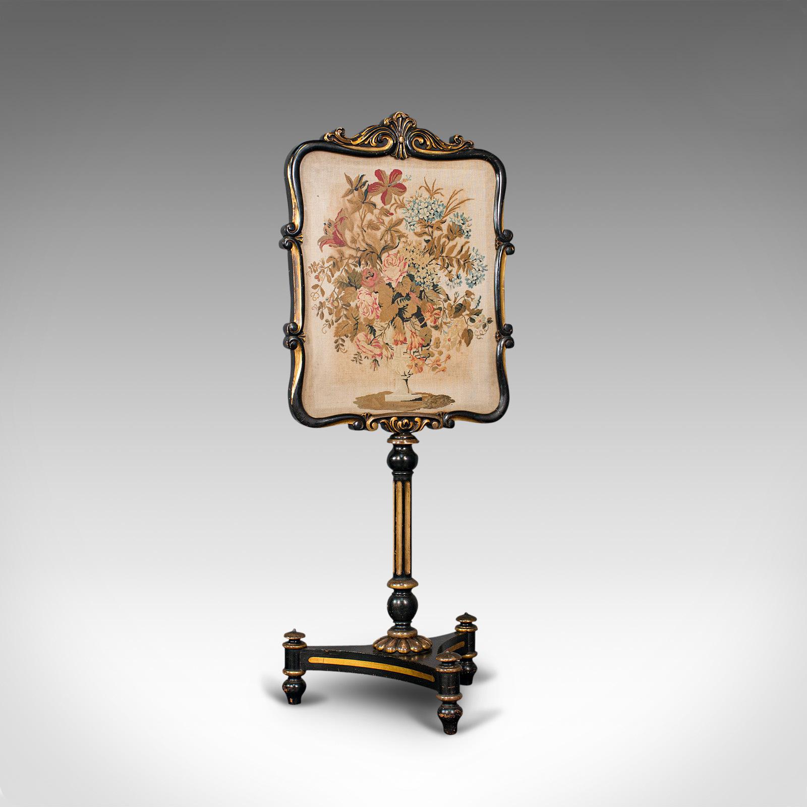 Antique Fireside Screen, English, Panel, Needlepoint, Tapestry, Regency c.1820 (1 of 12)