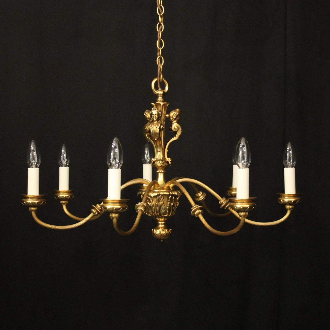 French Gilded Brass 7 Light Chandelier (1 of 10) French Gilded Brass 7 Light Chandelier (1 of 10)