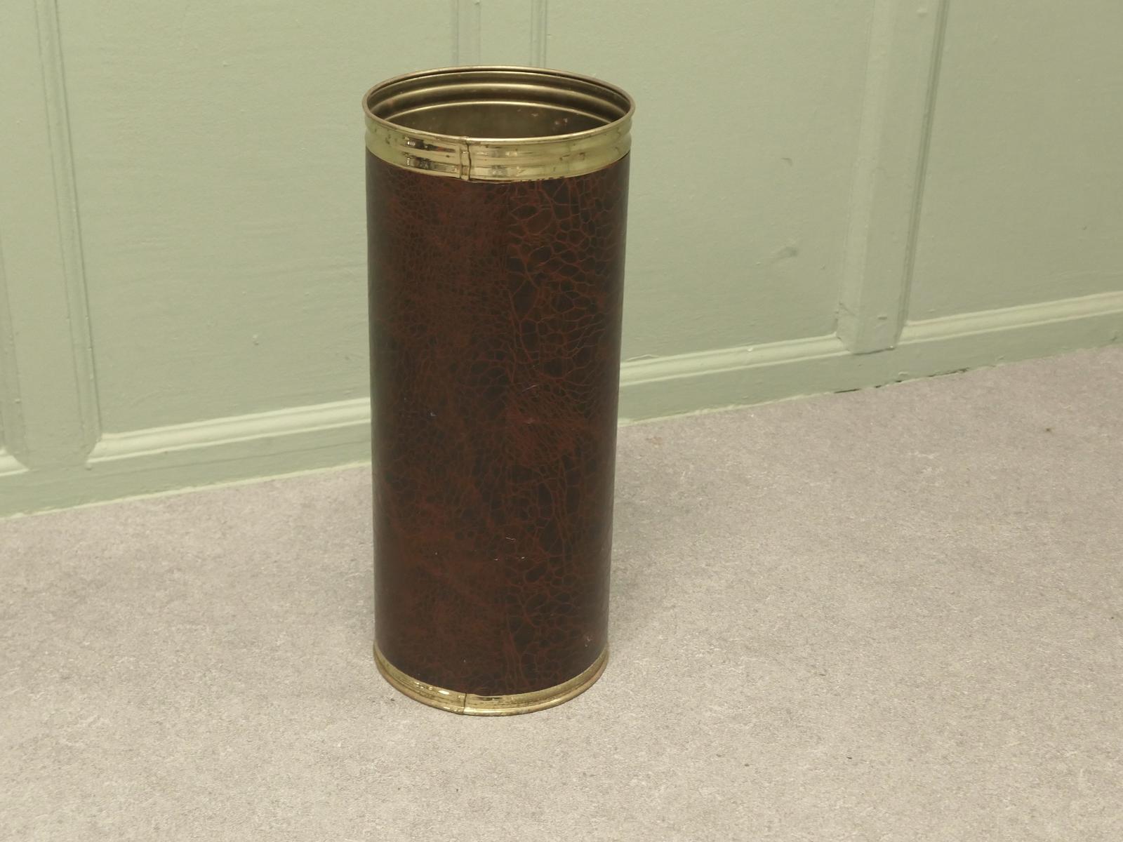 Mid Century Stick Stand Made in Brass Covered with Leather (1 of 4) Mid Century Stick Stand Made in Brass Covered with Leather (1 of 4)