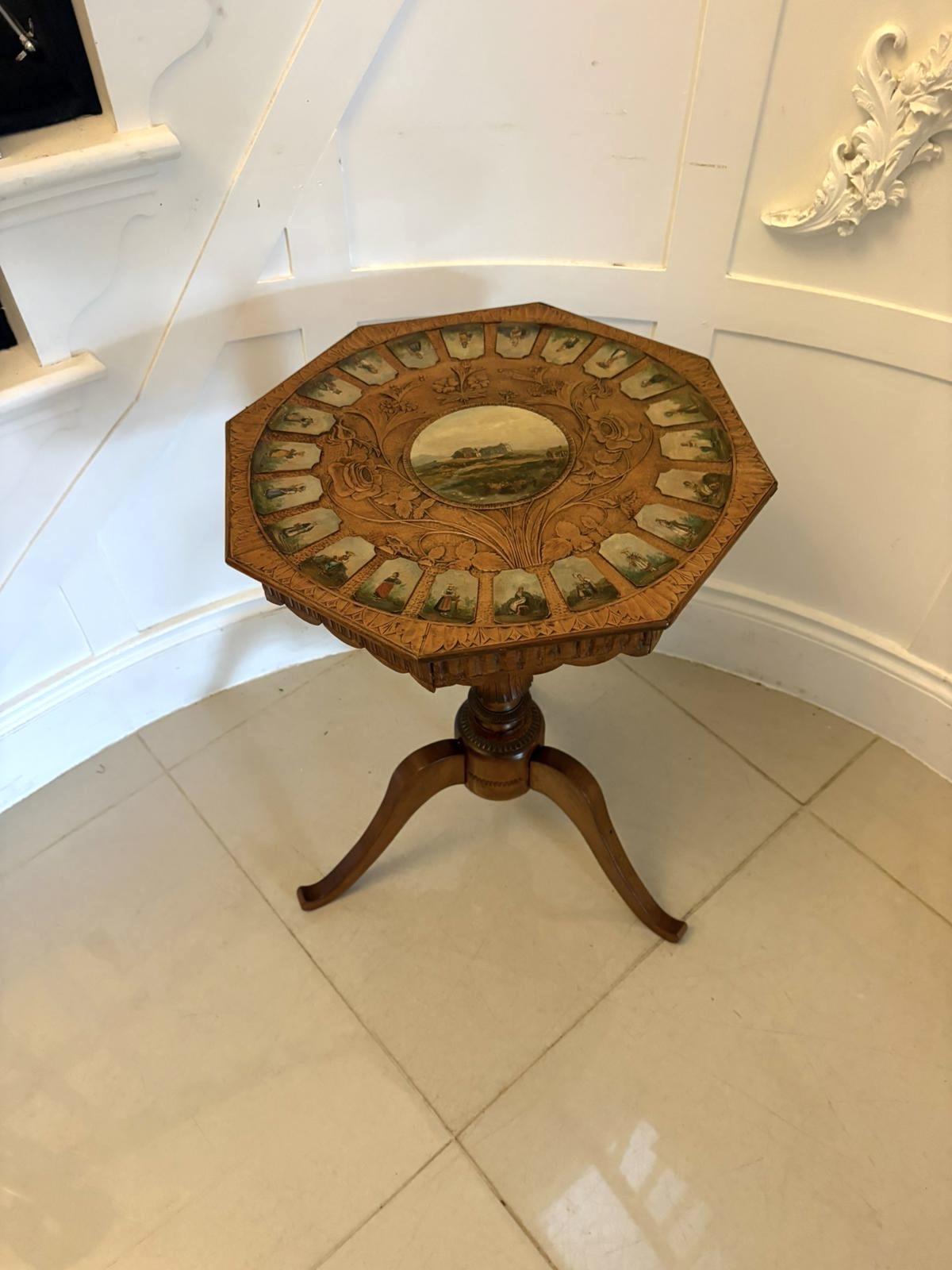 Antique Swiss Black Forest Hand Painted Walnut & Beech Folk Art Occasional Lamp Side Table (1 of 13) Antique Swiss Black Forest Hand Painted Walnut & Beech Folk Art Occasional Lamp Side Table (1 of 13)