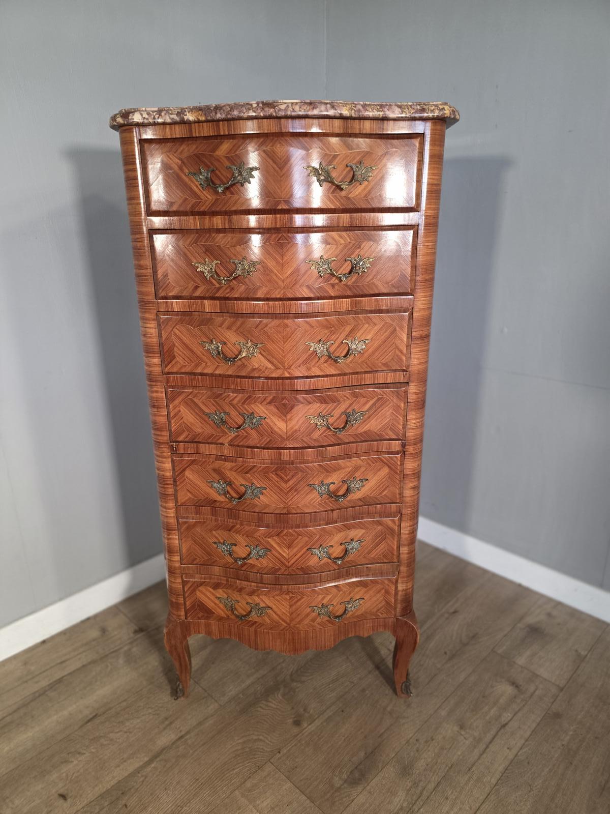French Inlaid Marble Top 7 Drawer Chest (1 of 17) French Inlaid Marble Top 7 Drawer Chest (1 of 17)