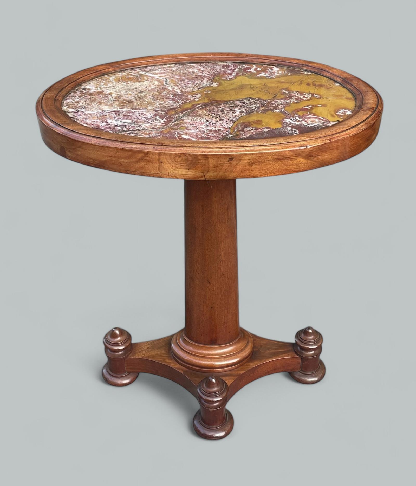 Antique Mahogany Marble Topped Lamp Victorian English Side Occasional Table (1 of 6)