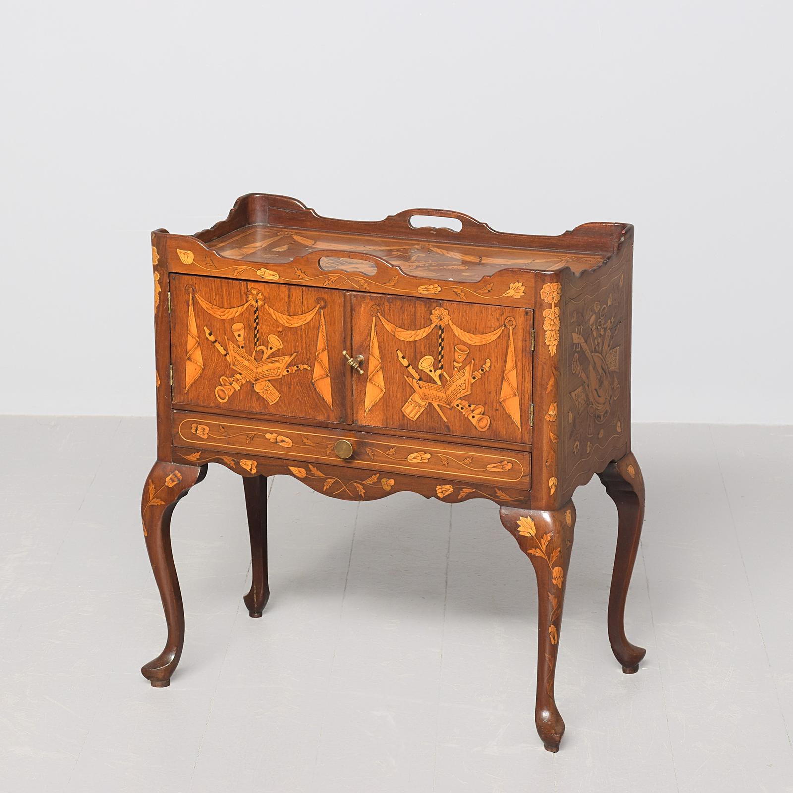 Small, Dutch Marquetry Inlaid Mahogany Free-standing Cabinet/tray-top Table (1 of 8) Small, Dutch Marquetry Inlaid Mahogany Free-standing Cabinet/tray-top Table (1 of 8)