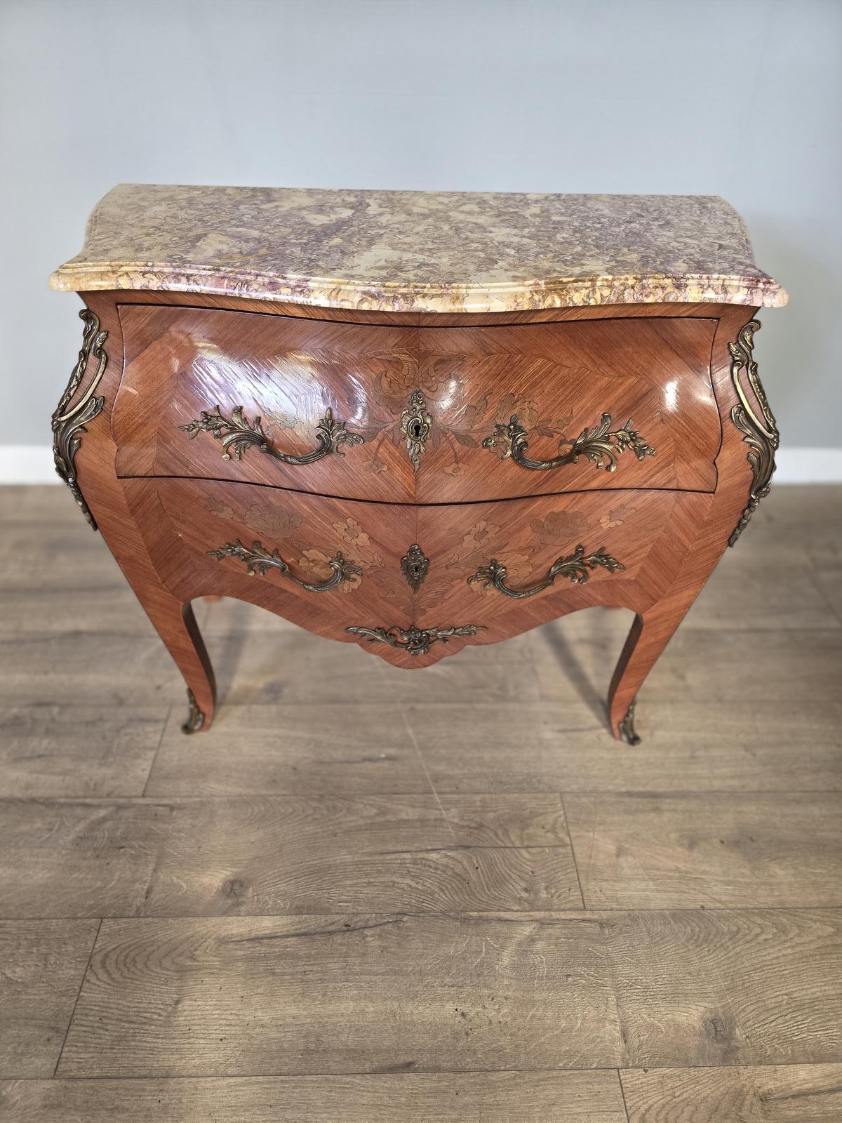Antique French Inlaid Marble Top Commode/chest (1 of 15)