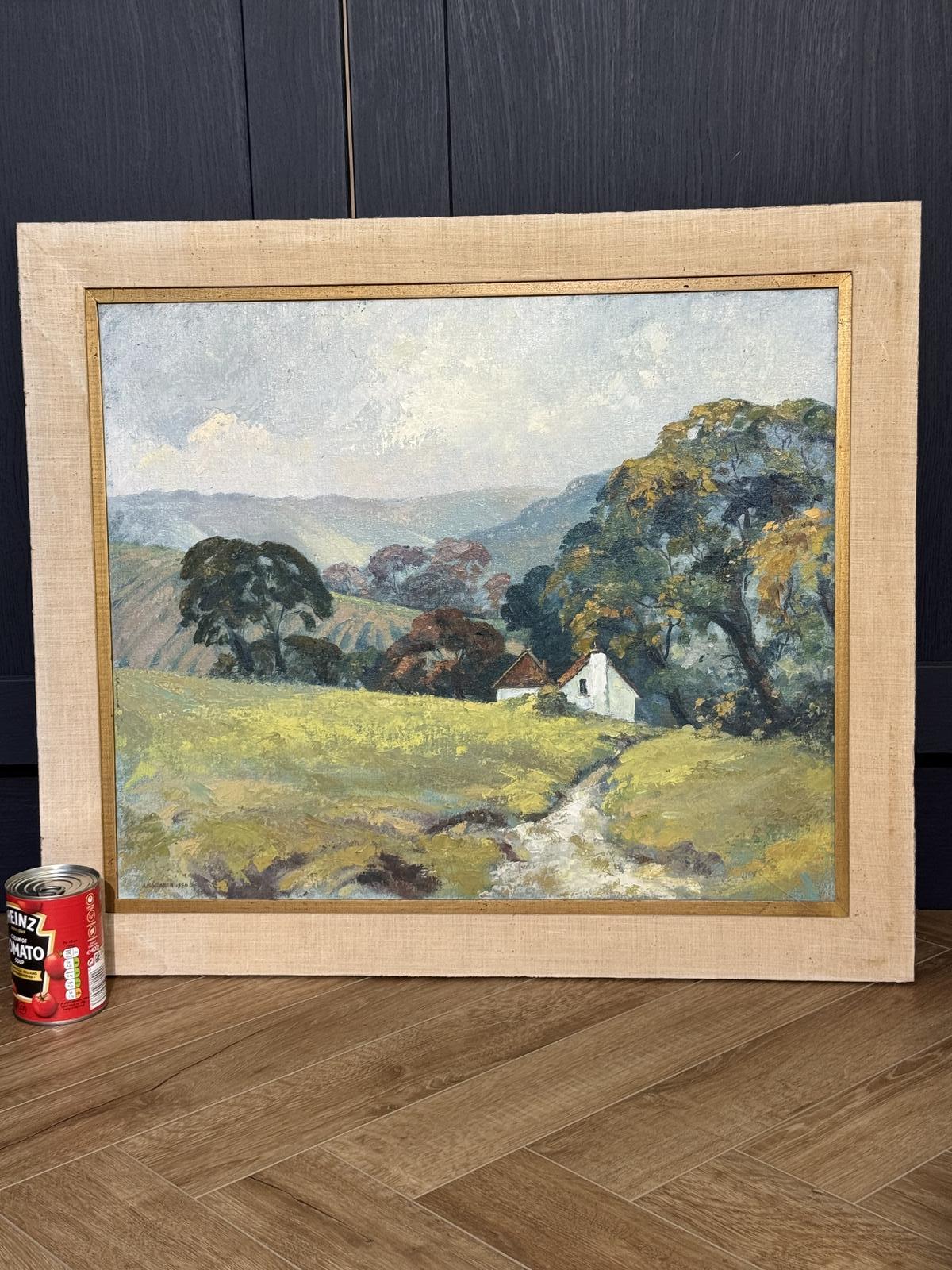 Oil on Board “White Cottage” by Angela Webber (born 1931) (1 of 7)