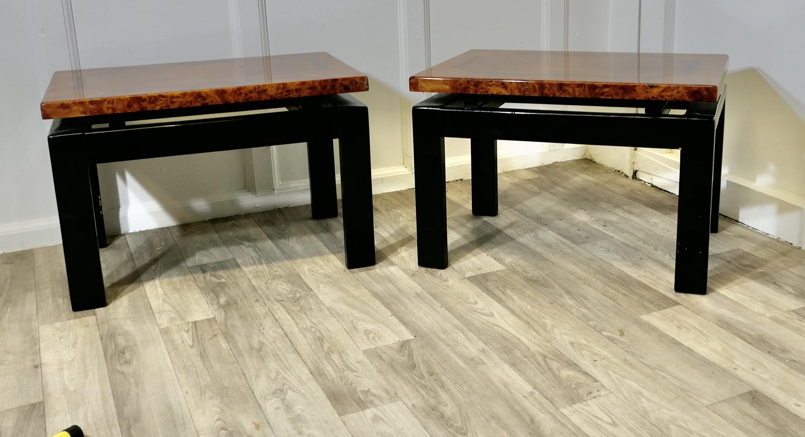 Pair of Floating Top Walnut & Lacquered Low Tables (1 of 9)