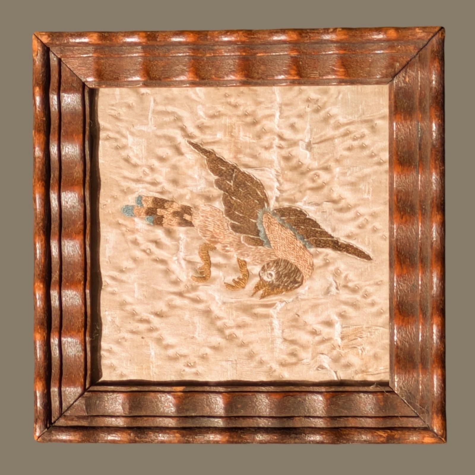 Charming Bird Embroidery 18th Century Framed (1 of 4)