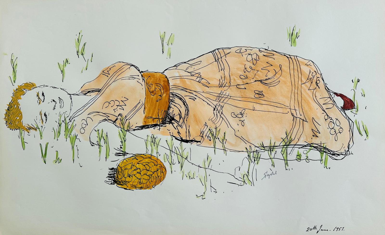 Original Watercolour 'Summertime' by Toby Horne Shepherd (1909-1993) Signed & Dated 1957 - Provenance; Helen Hale, the Artists Widow (1 of 1)