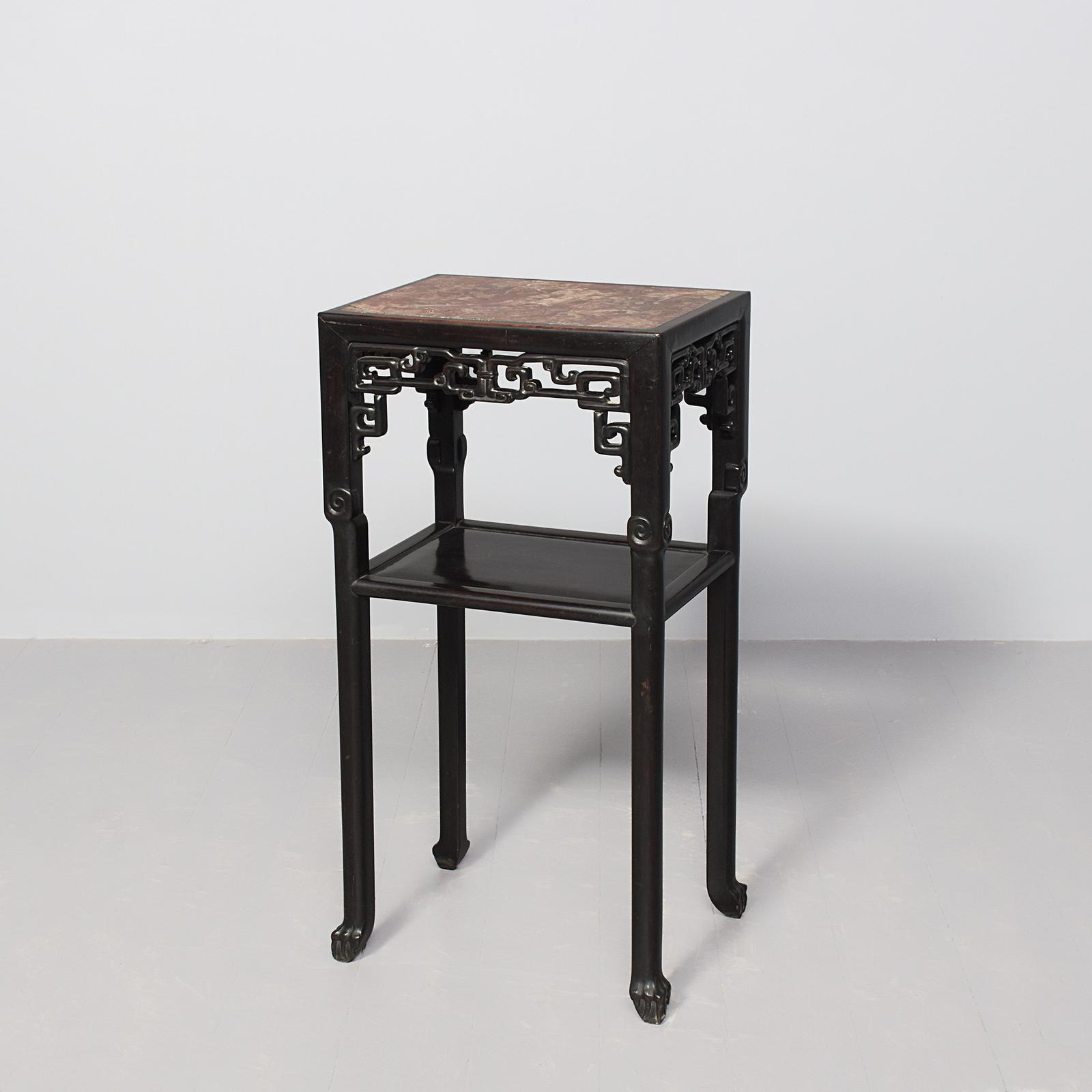 Qing Period Hongmu and Marble Two Tier Chinese Side Table (1 of 7) Qing Period Hongmu and Marble Two Tier Chinese Side Table (1 of 7)