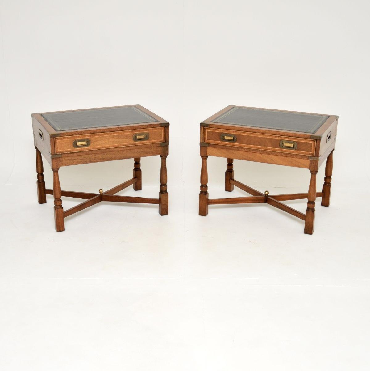 Pair of Antique Military Campaign Style Mahogany Side Tables (1 of 12)