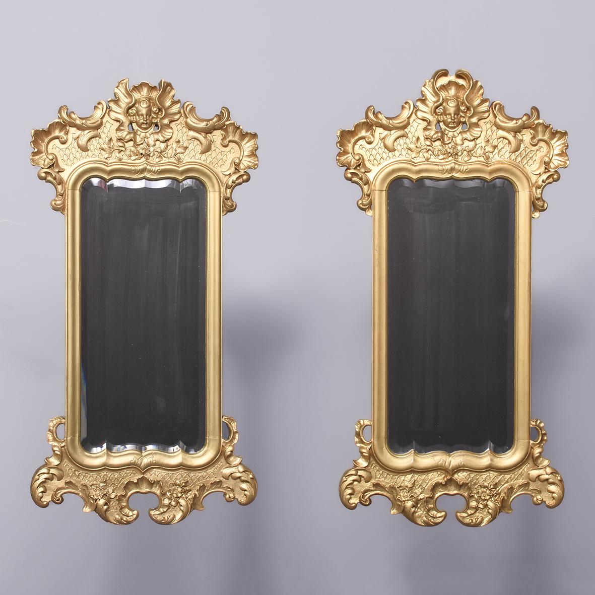Rare Pair of Gilded Bevel-edged Mid Victorian Wall Mirrors (1 of 9) Rare Pair of Gilded Bevel-edged Mid Victorian Wall Mirrors (1 of 9)