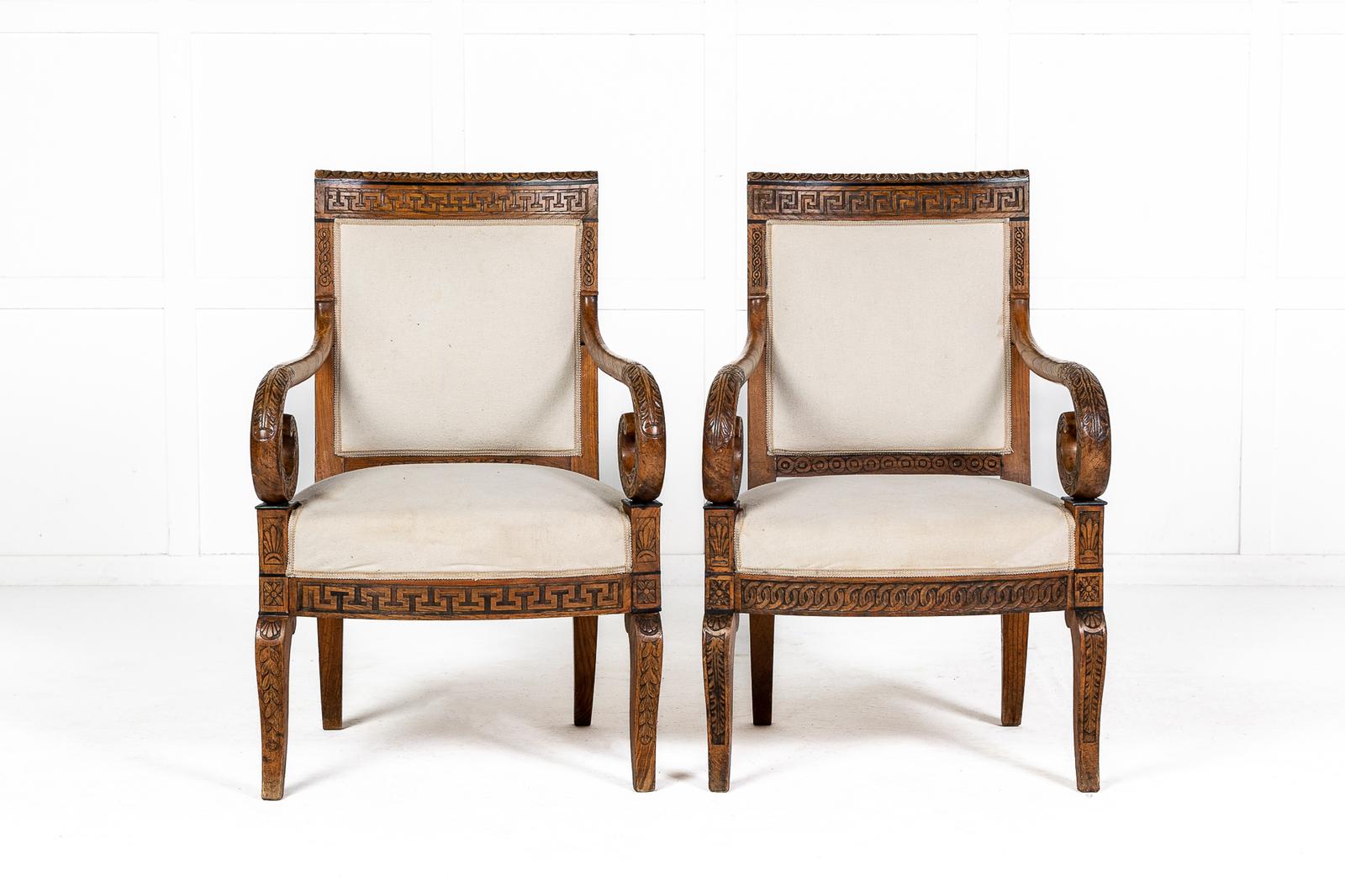 Matched Pair of 19th Century French Carved Wood Chairs (1 of 1)