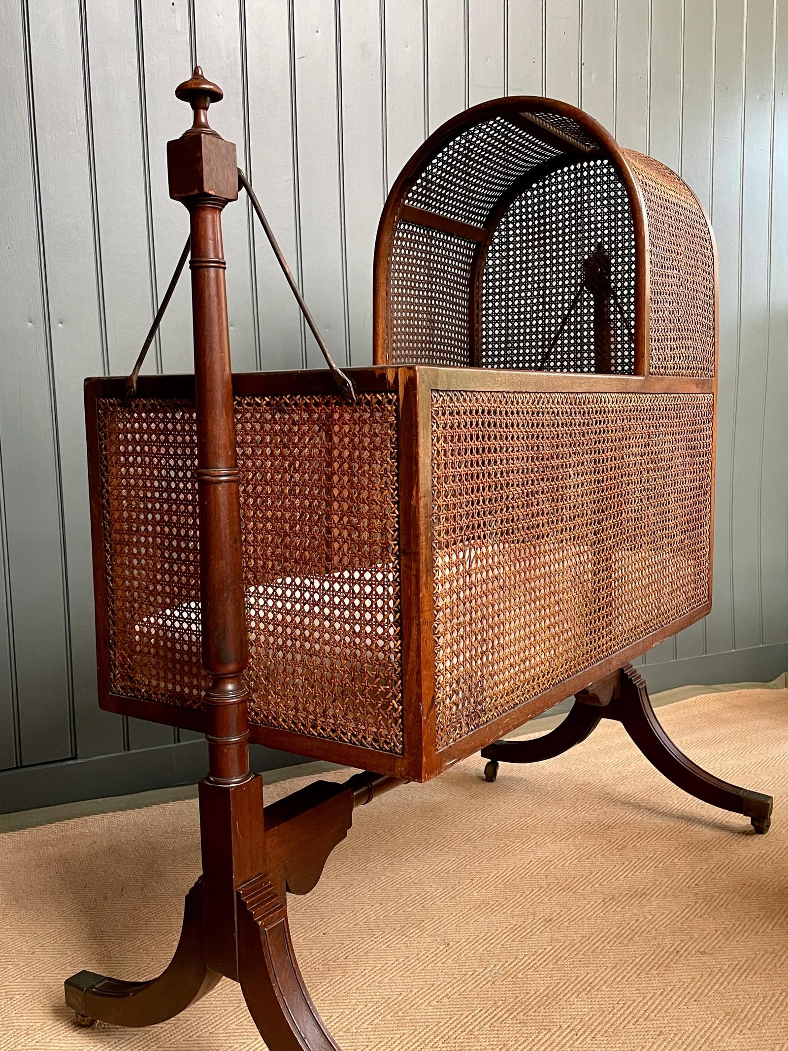 Mahogany Caned English 19th Century Cot on Stand (1 of 10)