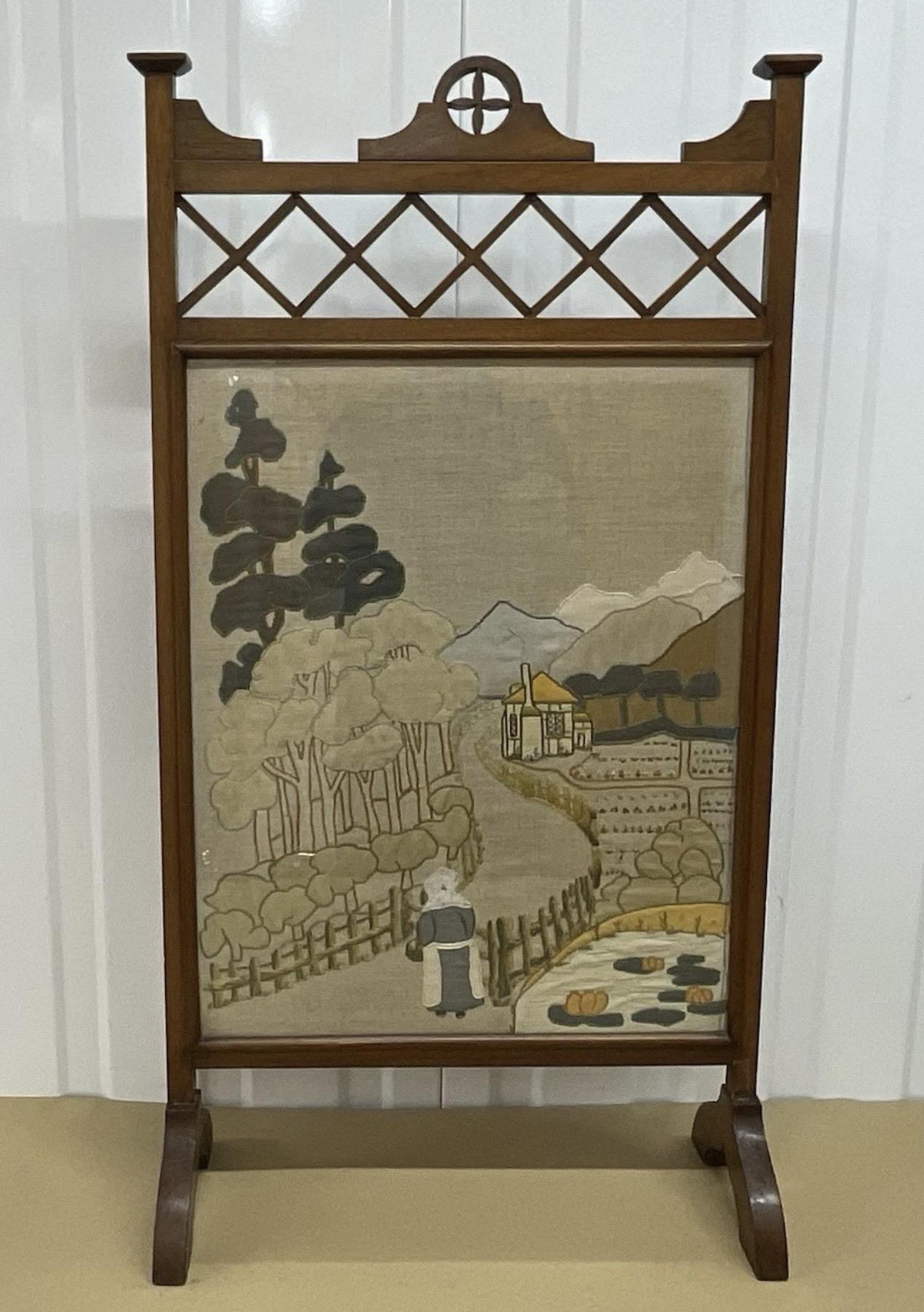 Arts and Crafts Mahogany and Needlework Liberty Style Fire Screen Antique Victorian C1900 (1 of 8) Arts and Crafts Mahogany and Needlework Liberty Style Fire Screen Antique Victorian C1900 (1 of 8)