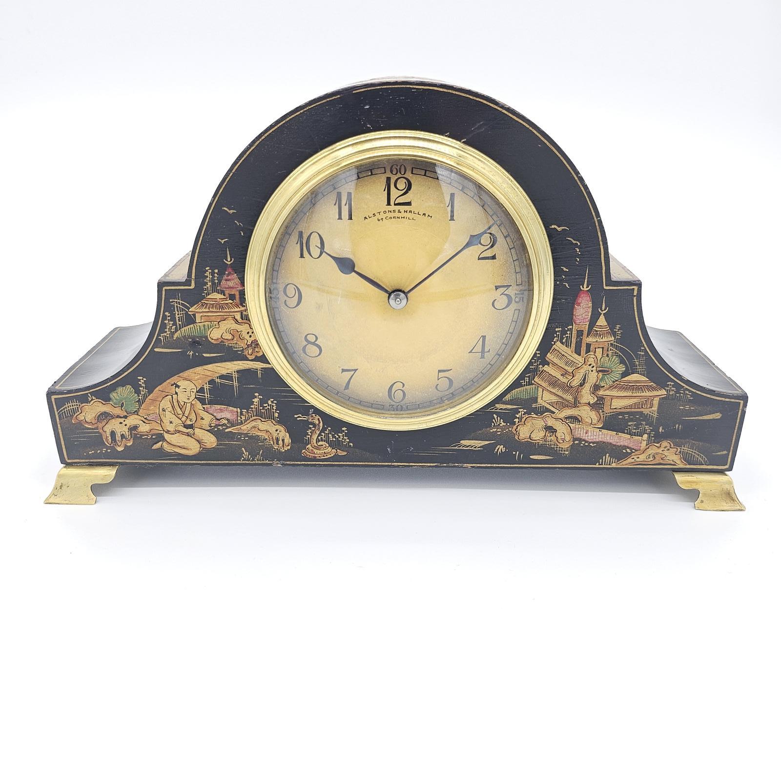 Black Napoleon Style Chinoiserie Mantle Clock (1 of 13) Black Napoleon Style Chinoiserie Mantle Clock (1 of 13)
