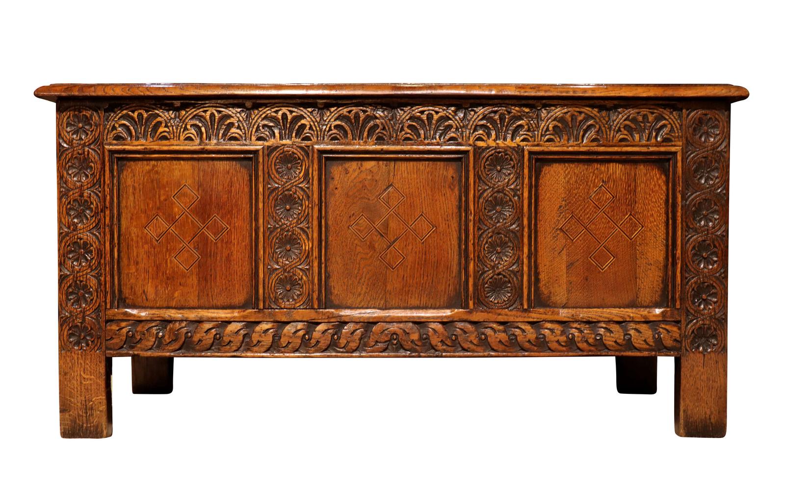 Panelled Oak Coffer with Carved Decoration, c.1900 (1 of 6) Panelled Oak Coffer with Carved Decoration, c.1900 (1 of 6)
