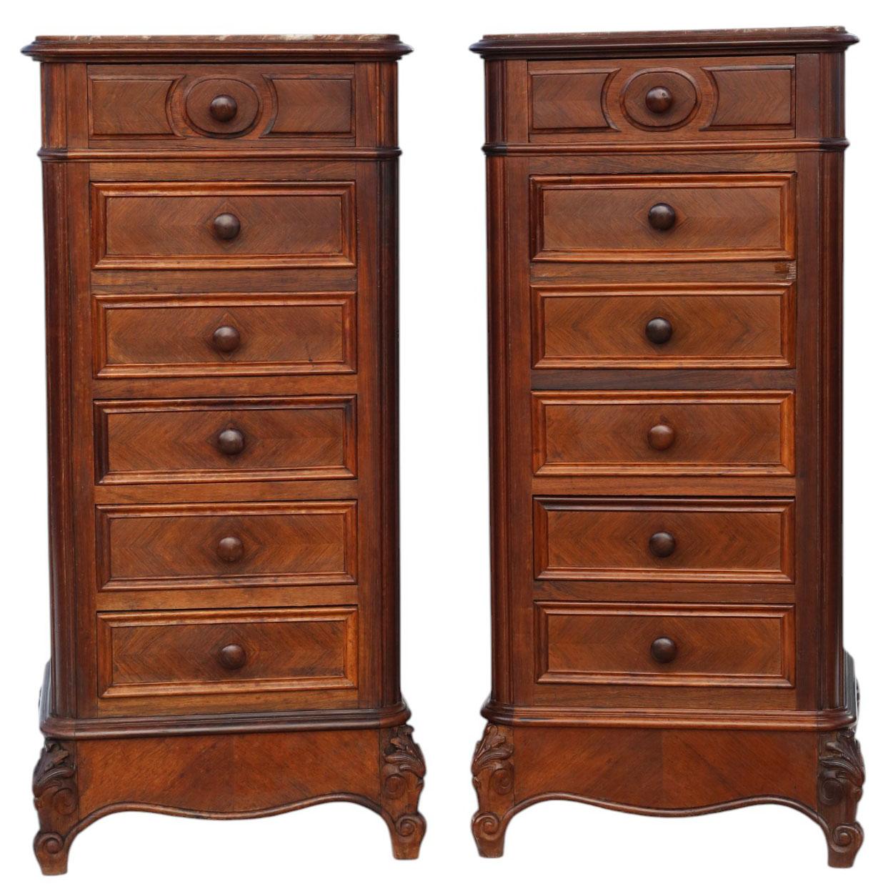 Antique Pair of Tall Parquetry Veneer Bedside Tables – Fine Quality Nightstands c.1910 (1 of 8) Antique Pair of Tall Parquetry Veneer Bedside Tables – Fine Quality Nightstands c.1910 (1 of 8)
