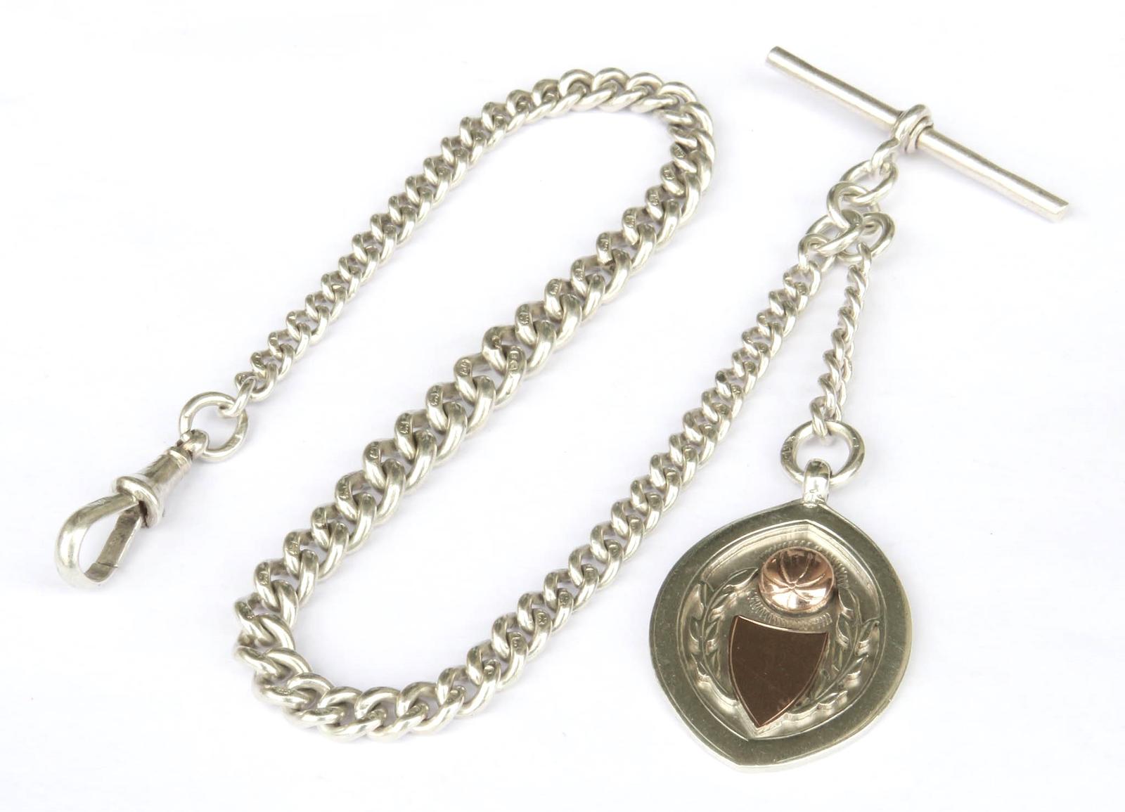 Antique Silver Pocket Watch Chain & Fob (1 of 3)