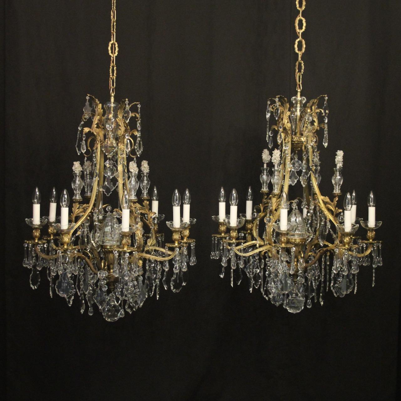 French Pair Of Gilded Bronze Antique Chandeliers (1 of 11)