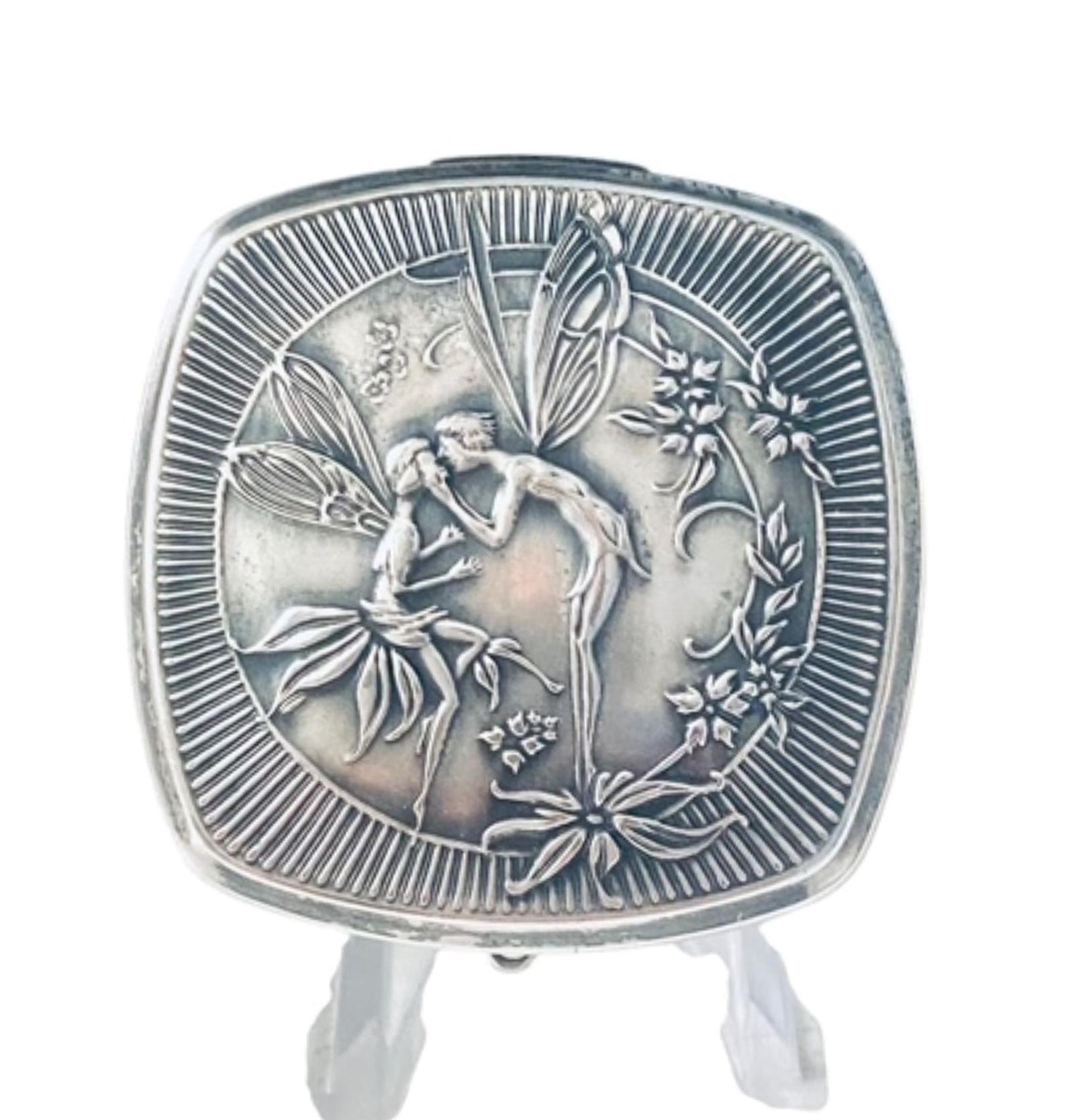 Powder Compact Vanity Case Djer Kiss Kissing Fairies Art Nouveau 1925 (1 of 9)