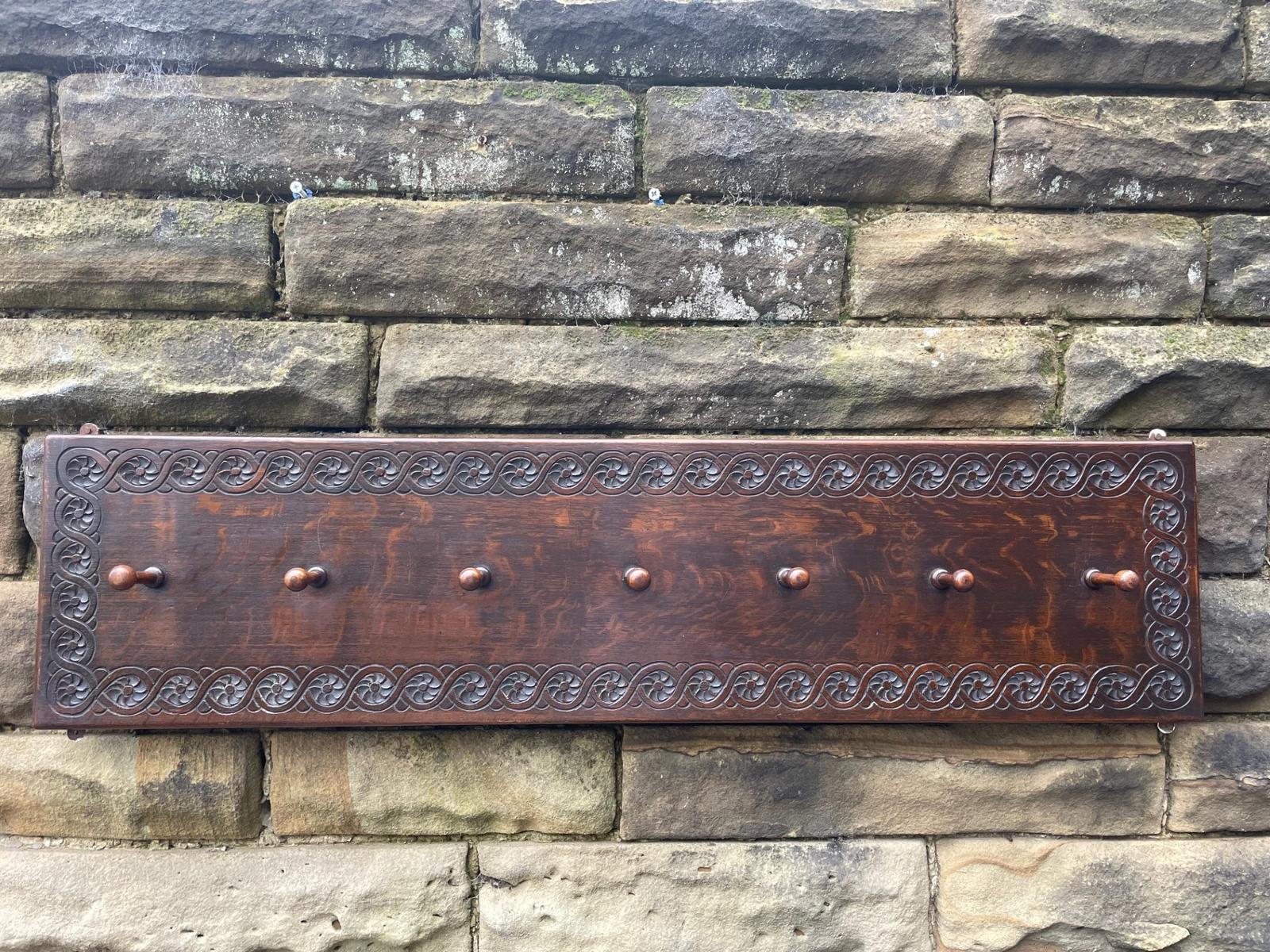 Arts & Crafts Oak Wall Mounted Hat & Coat Rack (1 of 8)