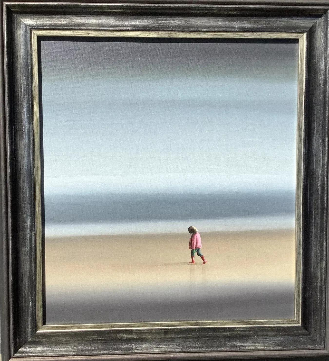 Steve Johnston Original Canvas - Girl Walking by the Sea (1 of 7)