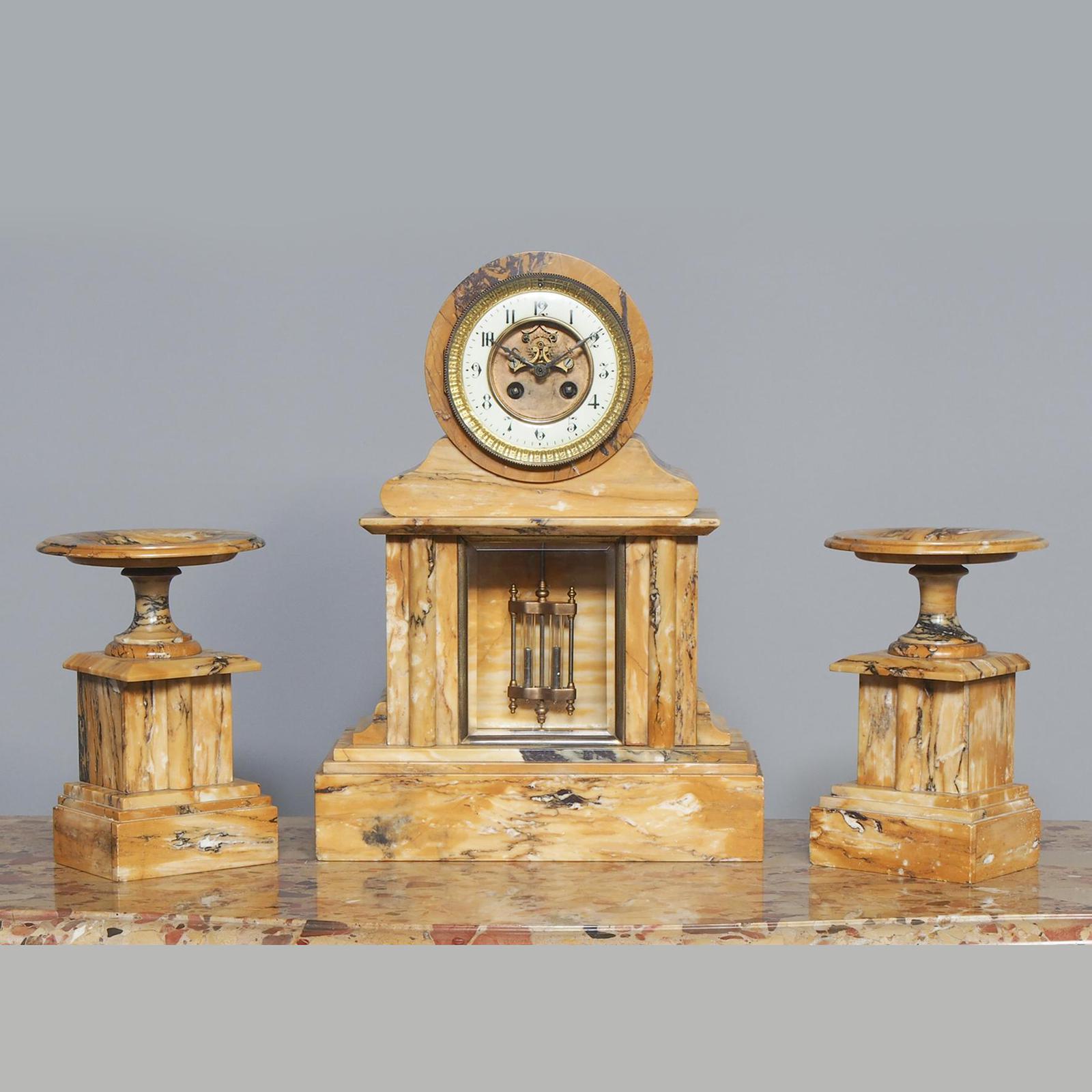 Sienna Marble Clock Garniture (1 of 6)