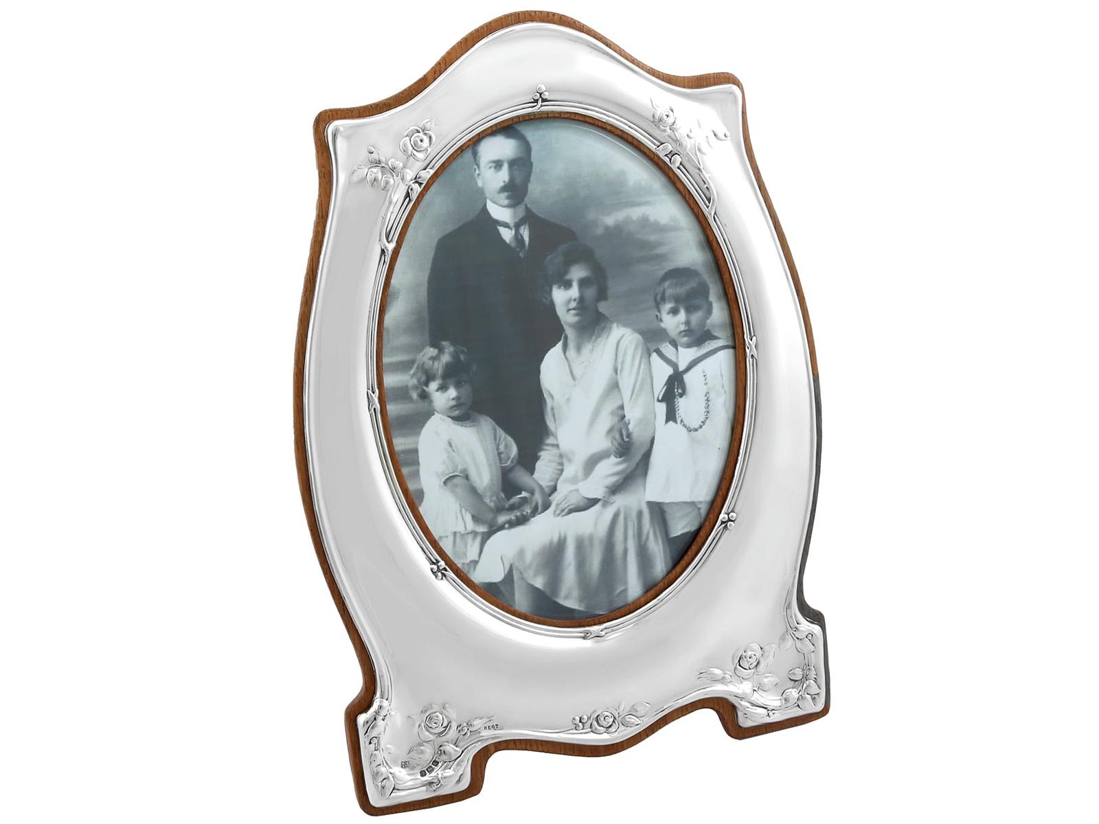 Antique Edward VII Art Nouveau Sterling Silver Photograph Frame 1909 (1 of 9)