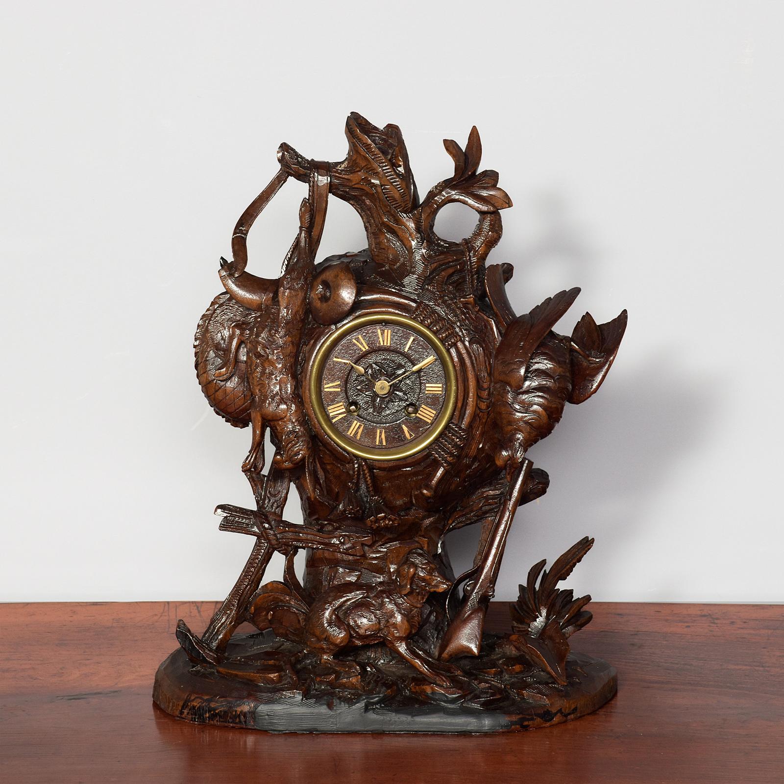 Carved Walnut Black Forest Mantel Clock (1 of 6) Carved Walnut Black Forest Mantel Clock (1 of 6)