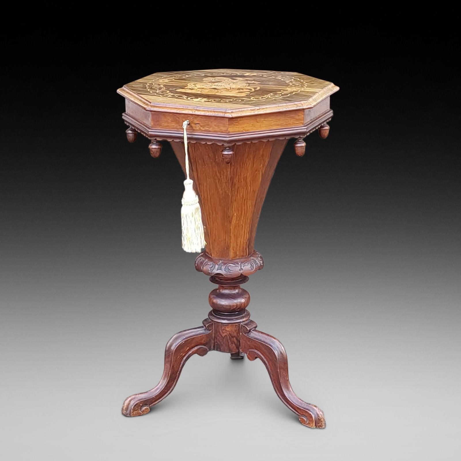 Victorian Rosewood Octagonal Needlework Table (1 of 14)