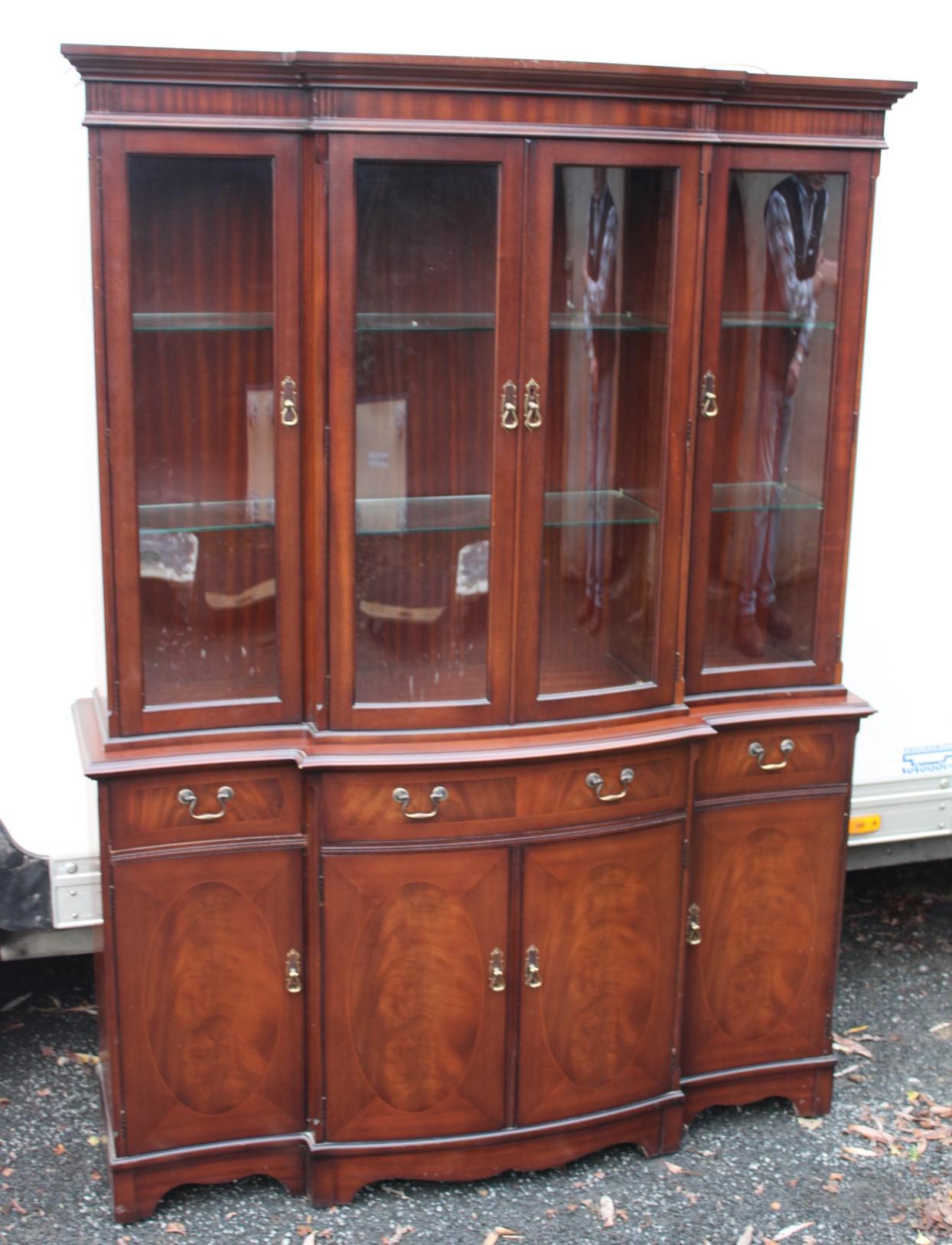 1960's Mahogany 4 Door Breakfront Bookcase with Glazed Top (1 of 6) 1960's Mahogany 4 Door Breakfront Bookcase with Glazed Top (1 of 6)