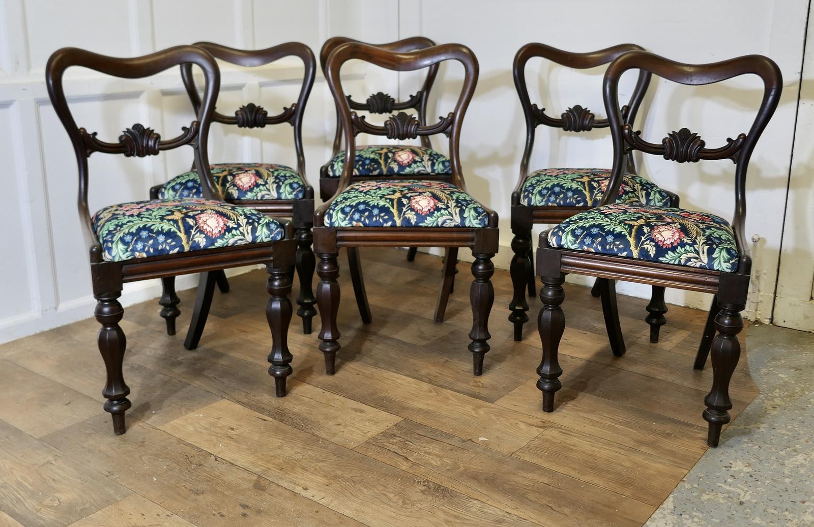 Set of 6 Victorian Upholstered Dining Chairs (1 of 7)