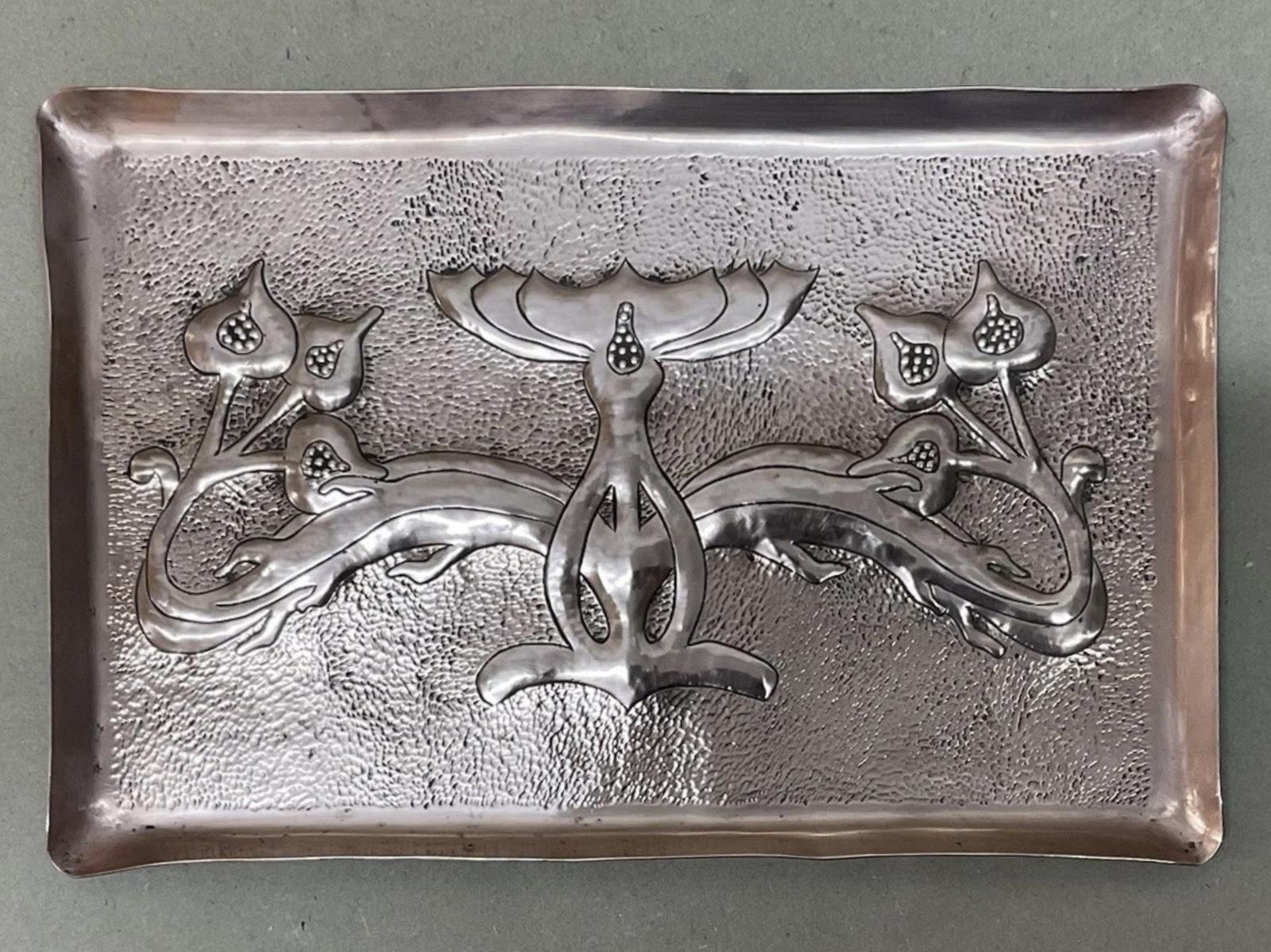 Arts & Crafts Repousse Copper Tray with Stylized Flowers Antique Victorian c.1880 (1 of 4) Arts & Crafts Repousse Copper Tray with Stylized Flowers Antique Victorian c.1880 (1 of 4)
