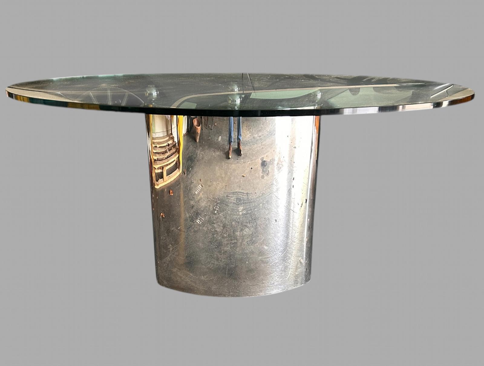 Italian Chrome & Glass Oval Dining / Centre Table (1 of 7) Italian Chrome & Glass Oval Dining / Centre Table (1 of 7)