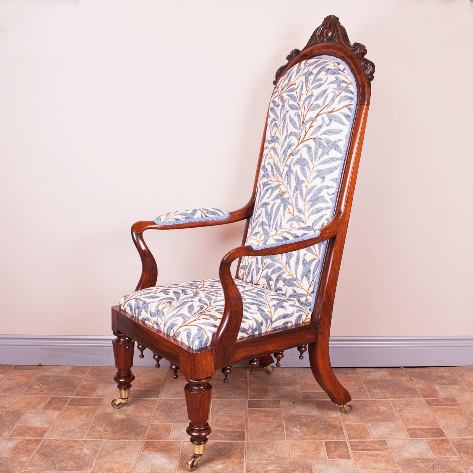 Good Quality 19thc Rosewood High Backed Library Armchair (1 of 11)