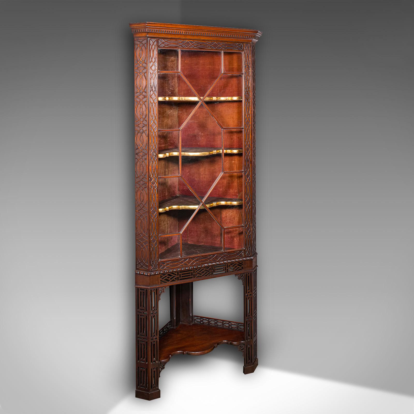 Antique Porcelain Corner Display Cabinet, English, Chippendale Taste, Victorian (1 of 11)