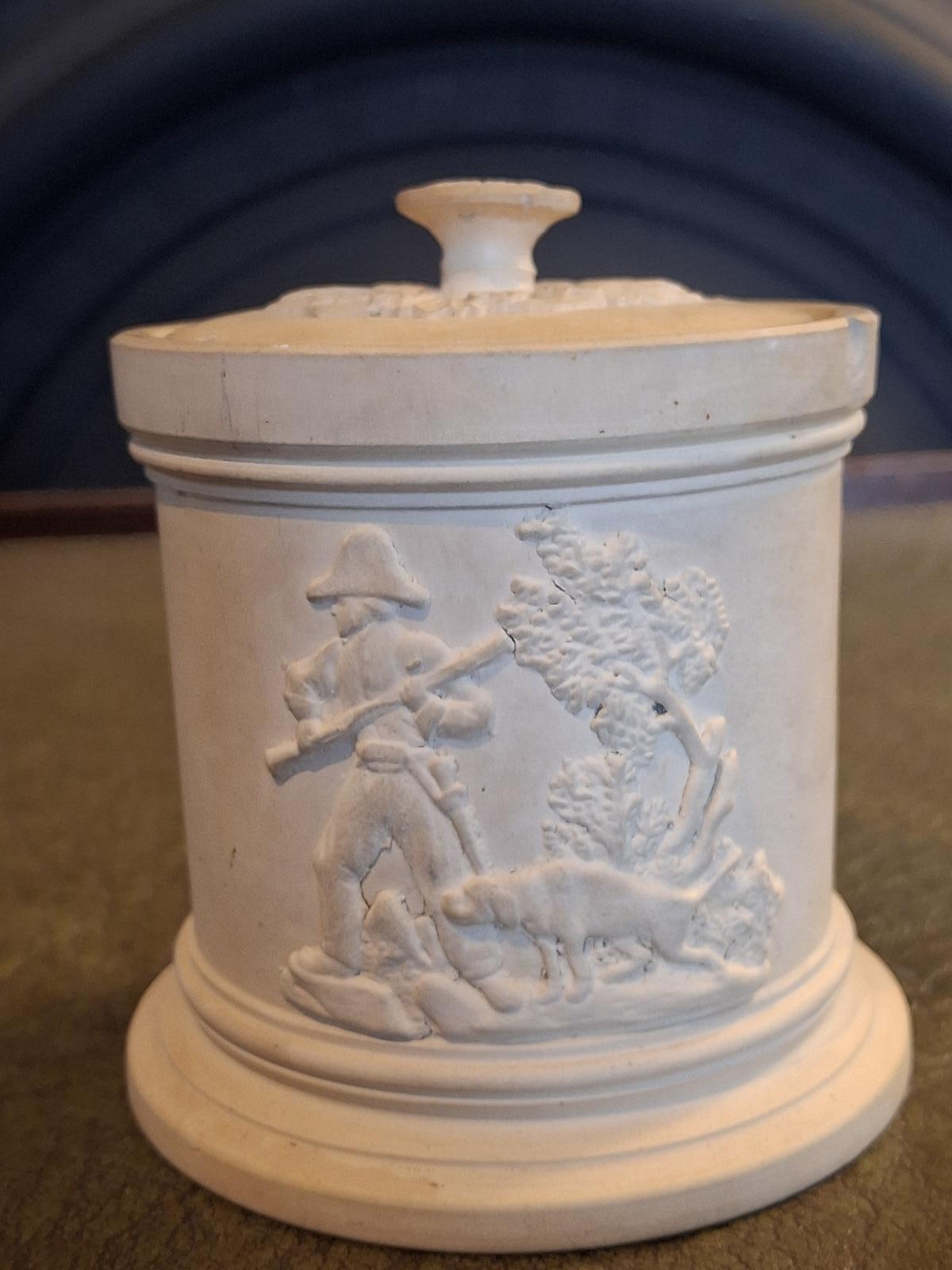 Rare 19th Century English Caneware Stag Hunt Tobacco Jar (1 of 11) Rare 19th Century English Caneware Stag Hunt Tobacco Jar (1 of 11)