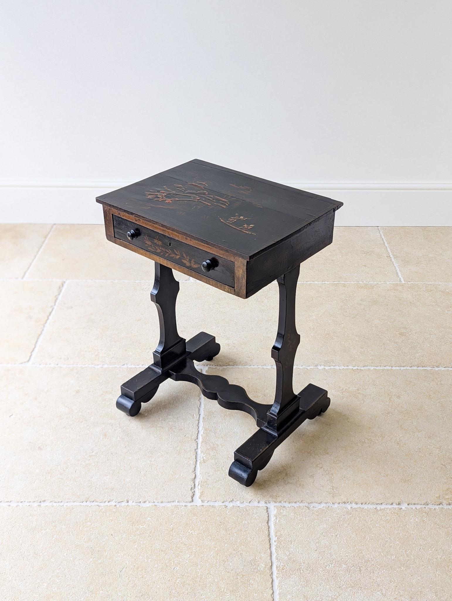 Antique Ebonised Chinoiserie Work Table c.1830 (1 of 18) Antique Ebonised Chinoiserie Work Table c.1830 (1 of 18)