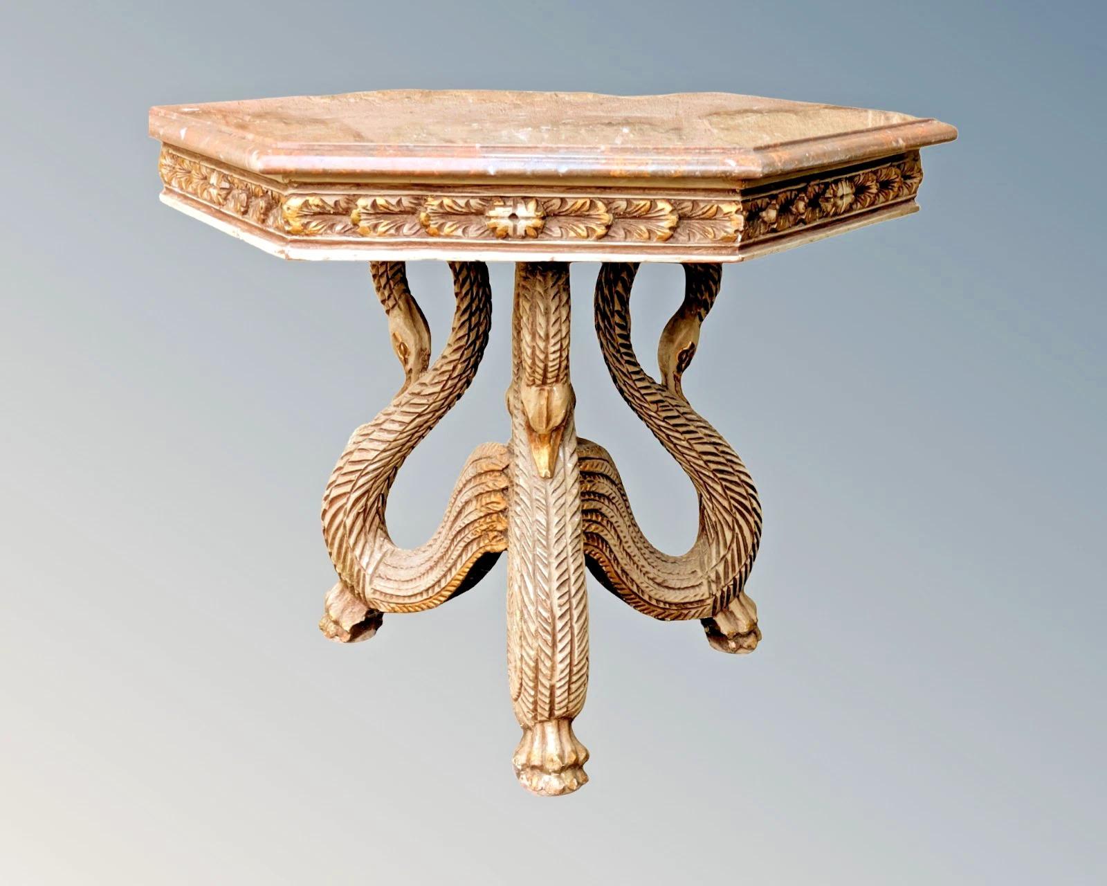 Elegant French Marble & Giltwood Table Swans (1 of 8)