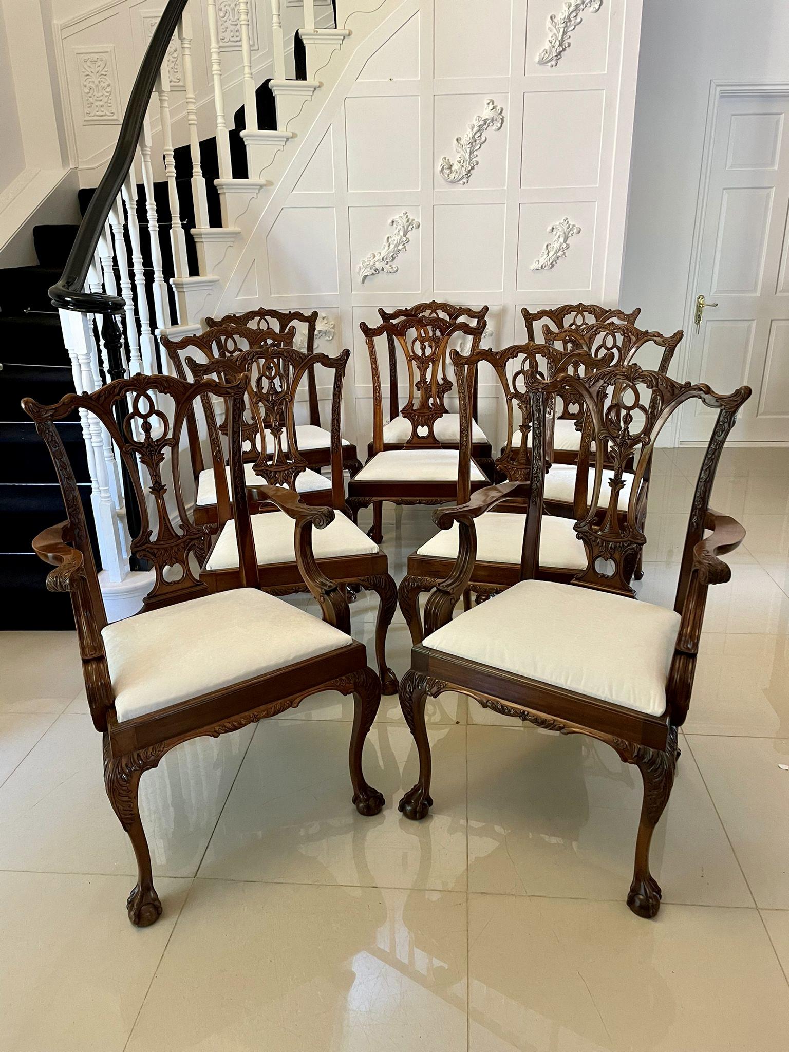 Fine Quality Set of 10 Antique Carved Mahogany Dining Chairs (1 of 21) Fine Quality Set of 10 Antique Carved Mahogany Dining Chairs (1 of 21)