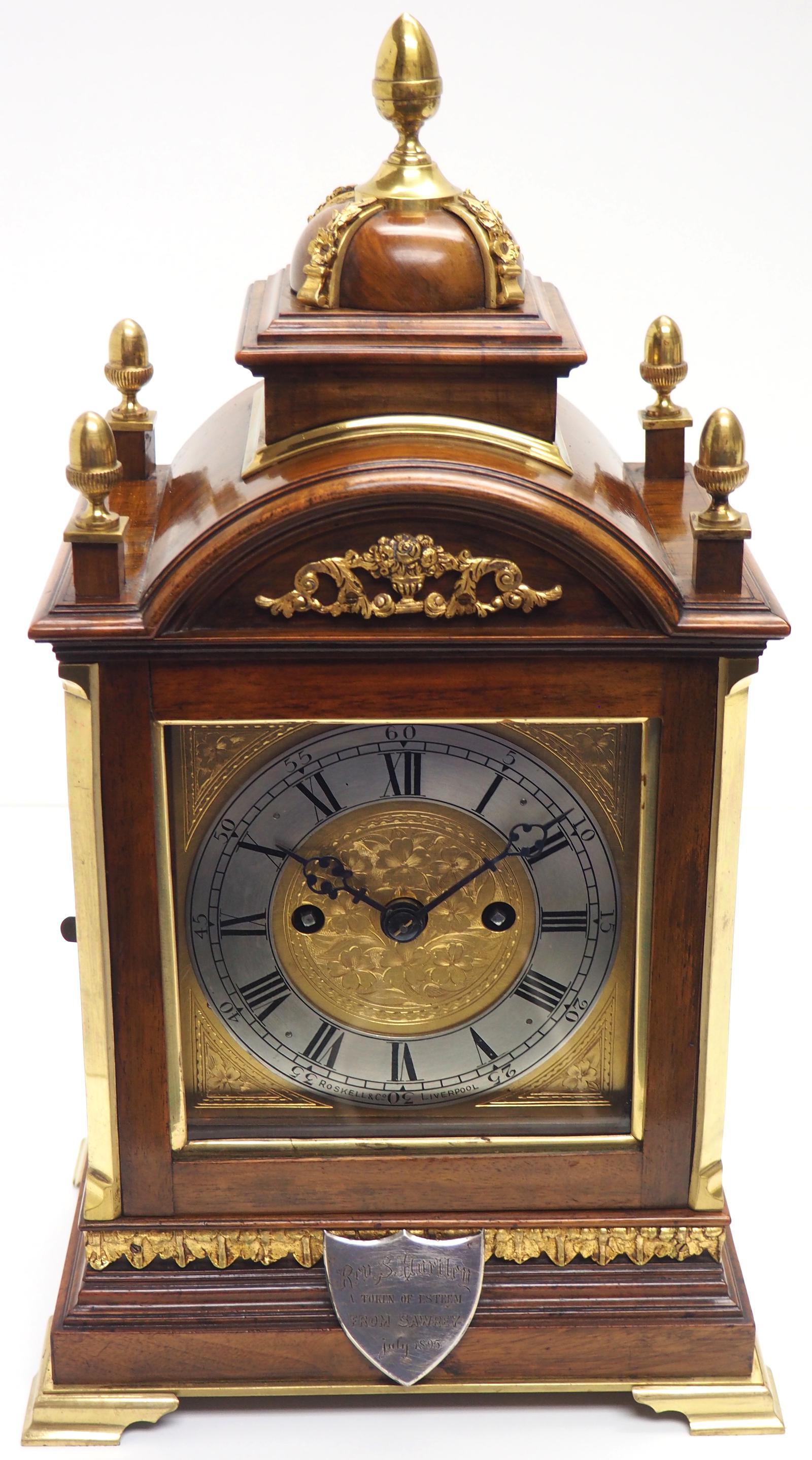 Antique English 8 Day Twin Fusee Bracket Clock 8Day Striking Double Fusee Mantel Clock Roskin