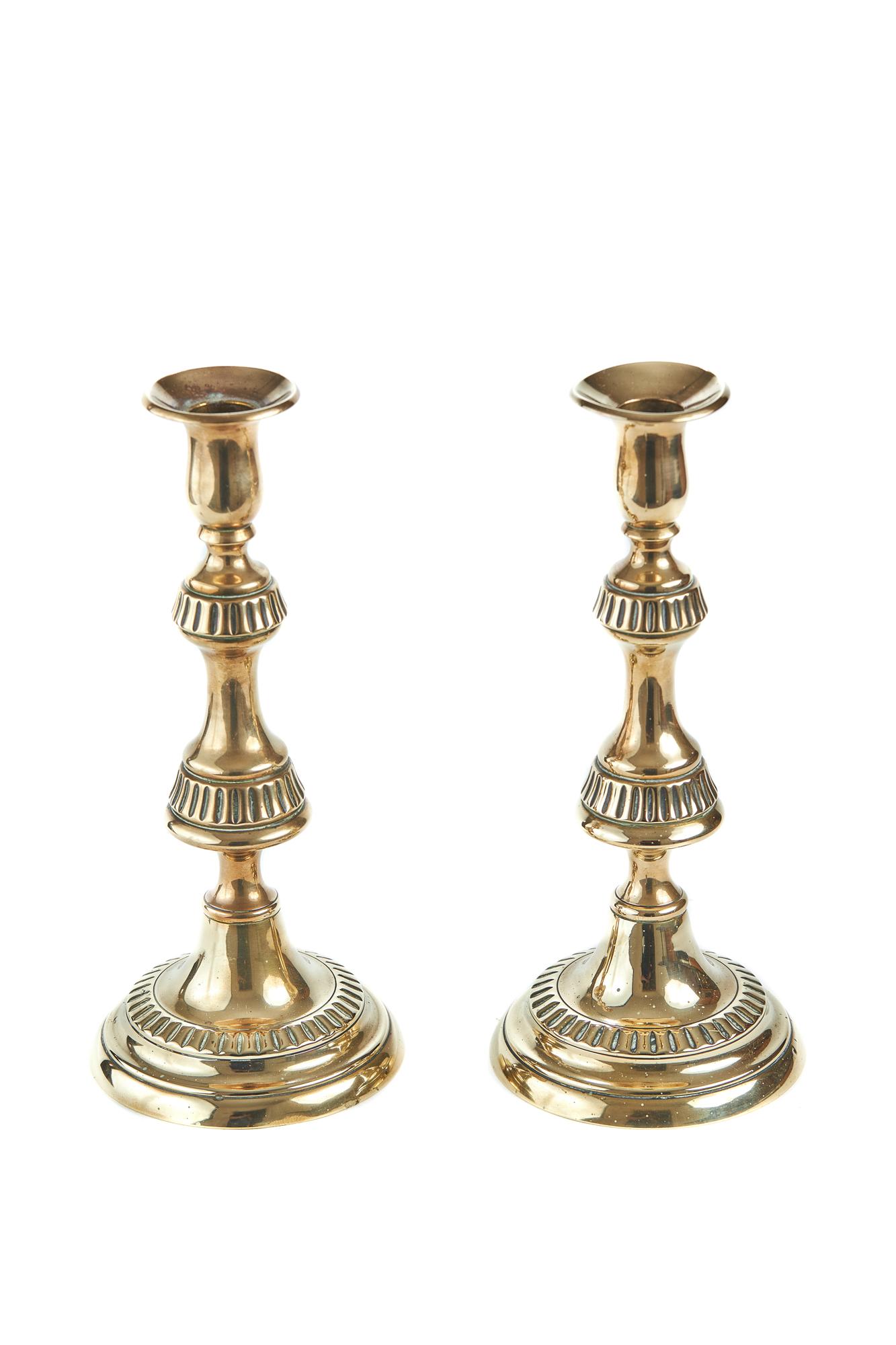 Pair of Antique Brass Candlesticks (1 of 7)