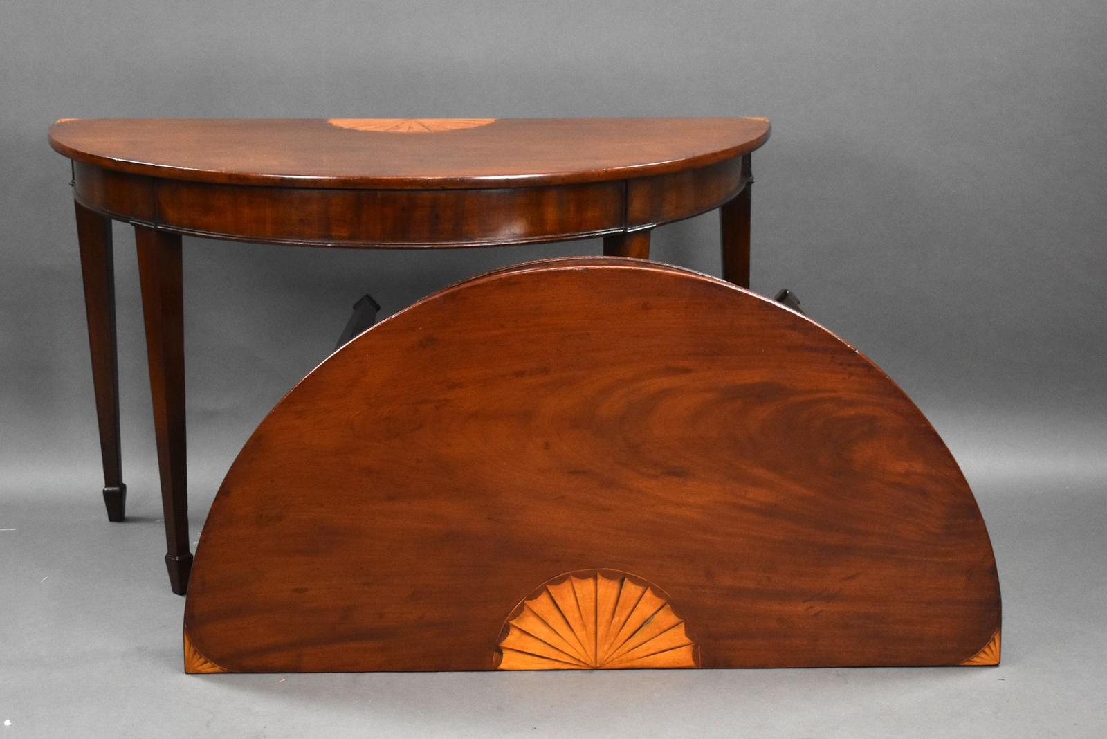 Pair Georgian Mahogany Inlaid Consol Tables (1 of 9)