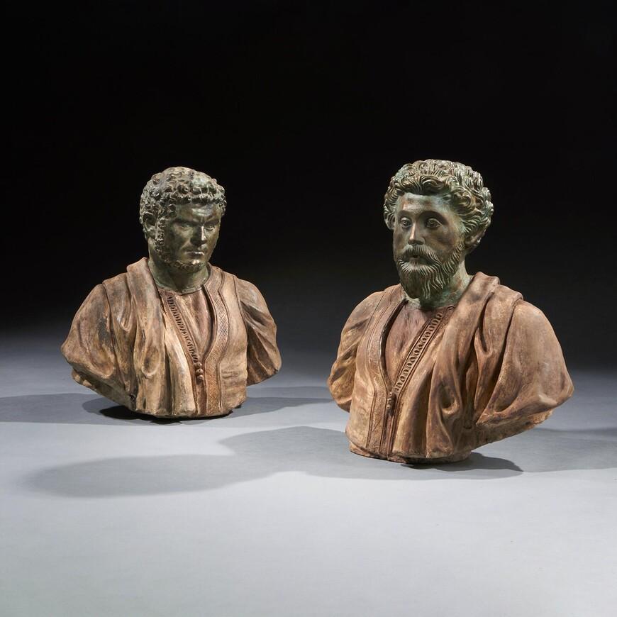 Rare Pair of 19th Century Portrait Busts of Caesars Marcus Aurelius & Caracalla (1 of 1)