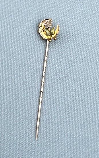 Hallmarked 9ct Gold Victorian Flower & Moon Stick Pin (1 of 4) Hallmarked 9ct Gold Victorian Flower & Moon Stick Pin (1 of 4)