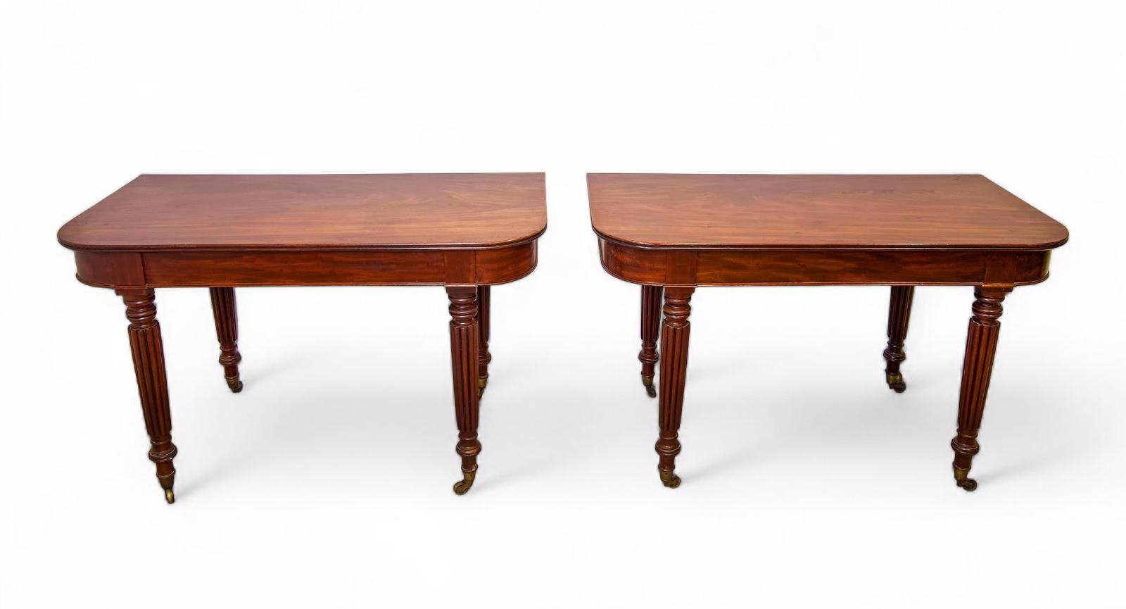 Antique Mahogany Pair of Demi Lune Tables in The Manner of Gillows (1 of 8)
