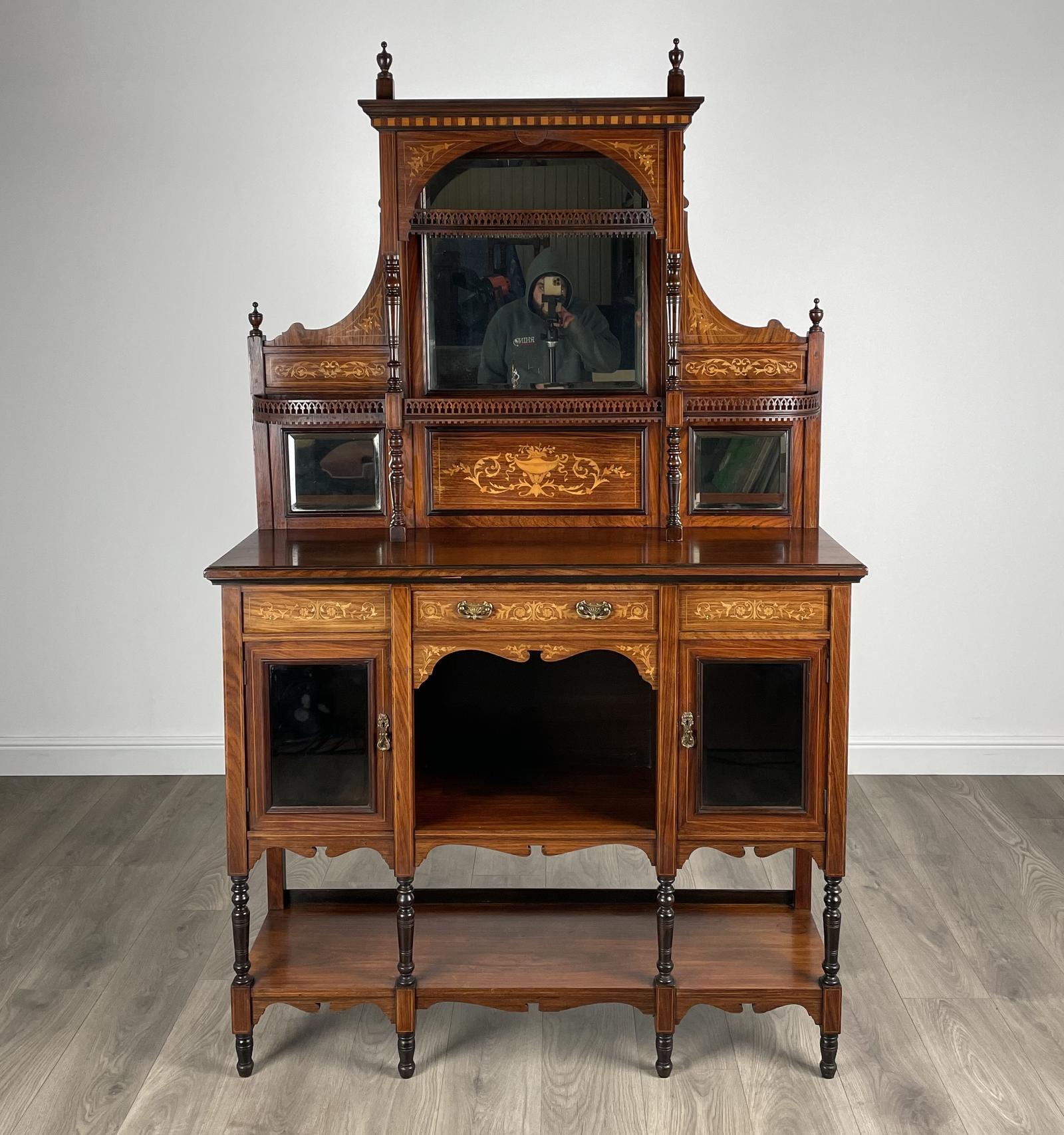 Antique 19th Century Marquetry Sideboard in Rosewood (1 of 12)