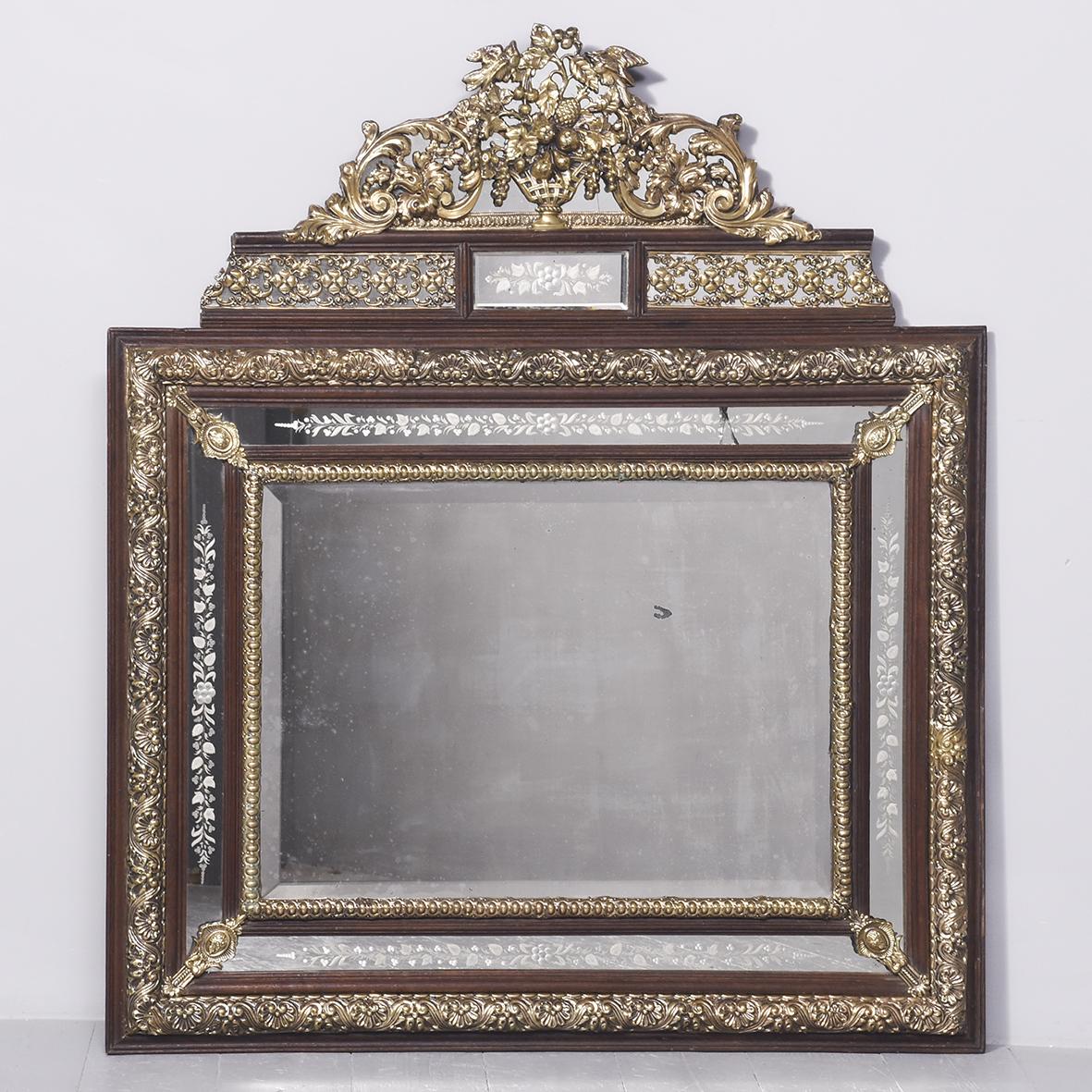 Elegant French Brass & Wood Mirror (1 of 8)